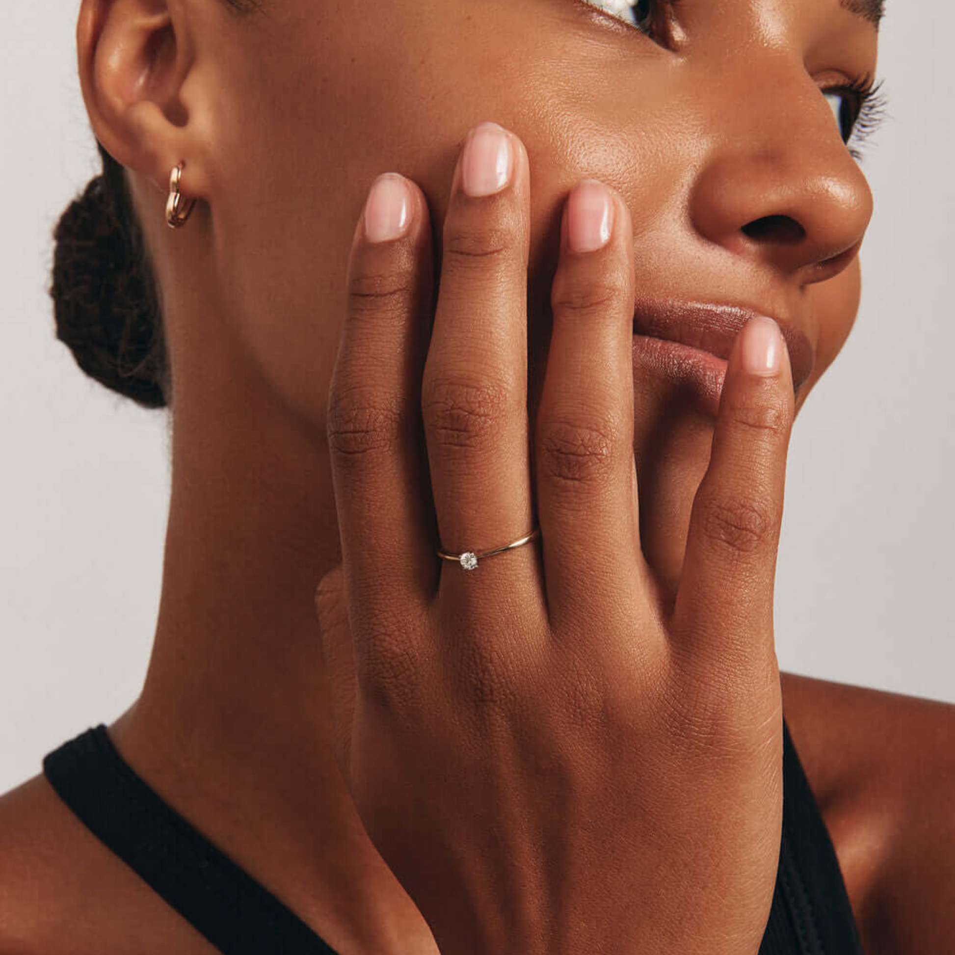 0.10 Carat TW Round Brilliant Cut Diamond Solitaire Promise Ring in 14kt Yellow and White Gold