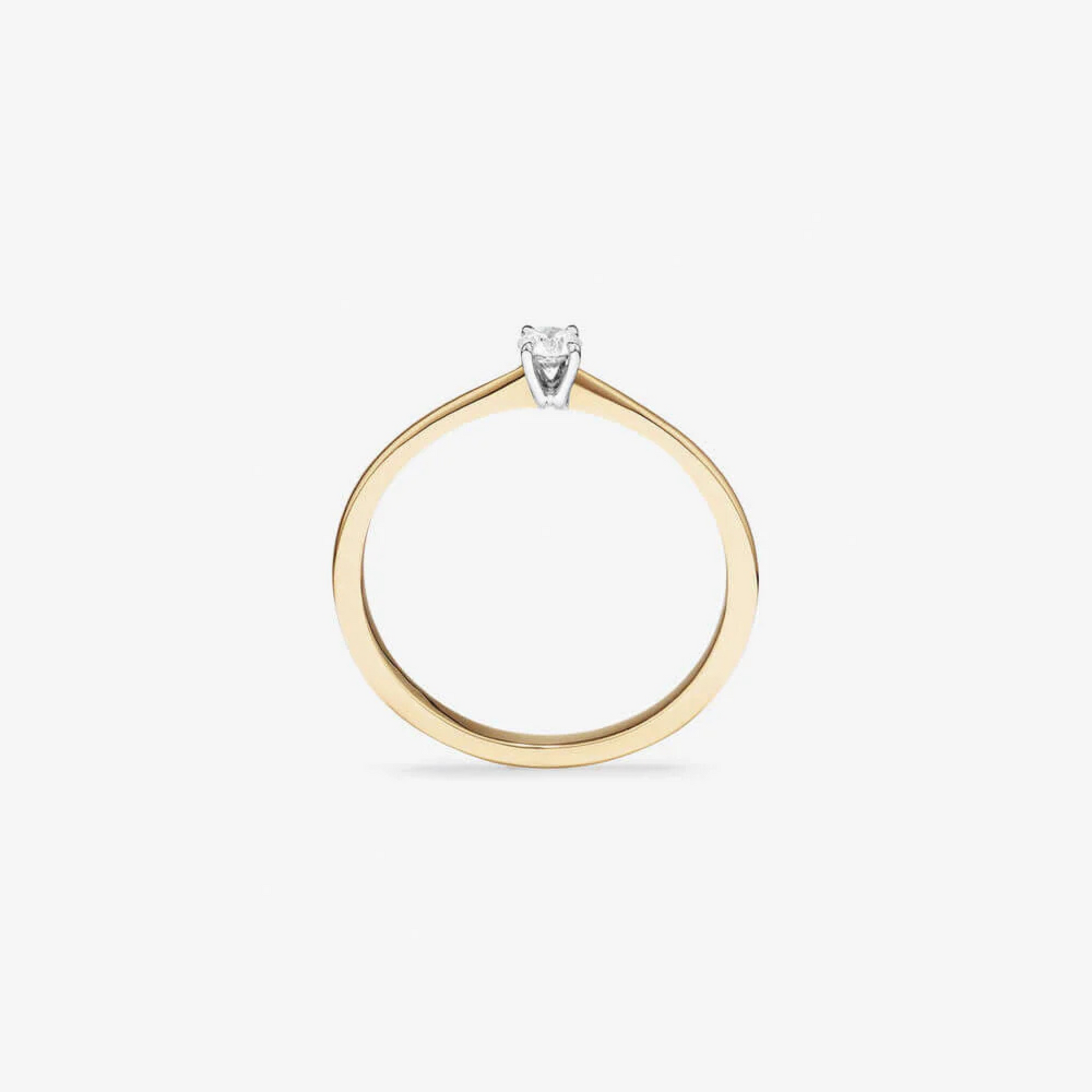 0.10 Carat TW Round Brilliant Cut Diamond Solitaire Promise Ring in 14kt Yellow and White Gold