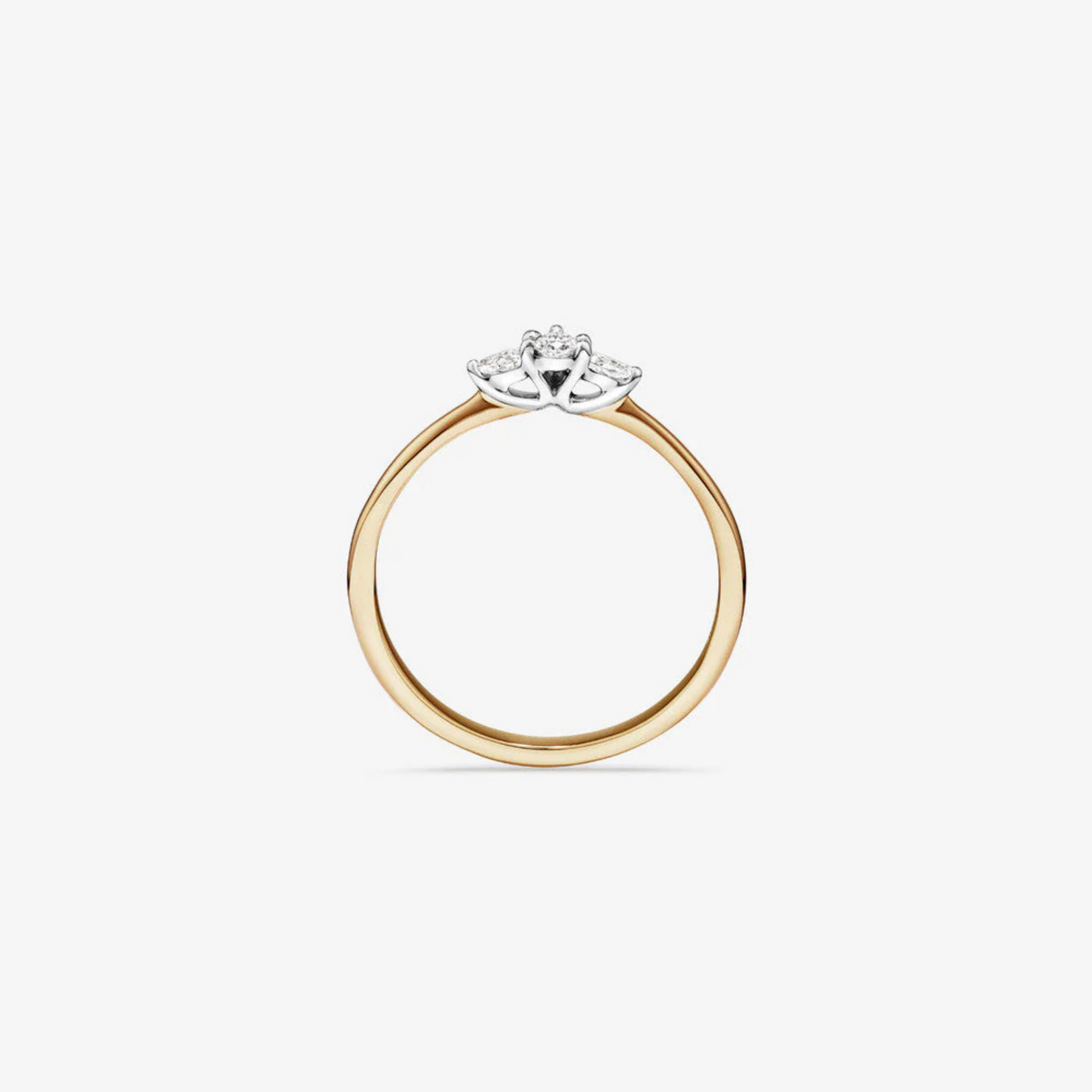0.15 Carat TW Three Stone Pear Cut Diamond Promise Ring in 14kt Yellow and White Gold