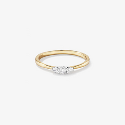 0.15 Carat TW Three Stone Round Brilliant and Oval Cut Diamond Promise Ring in 14kt Yellow and White Gold