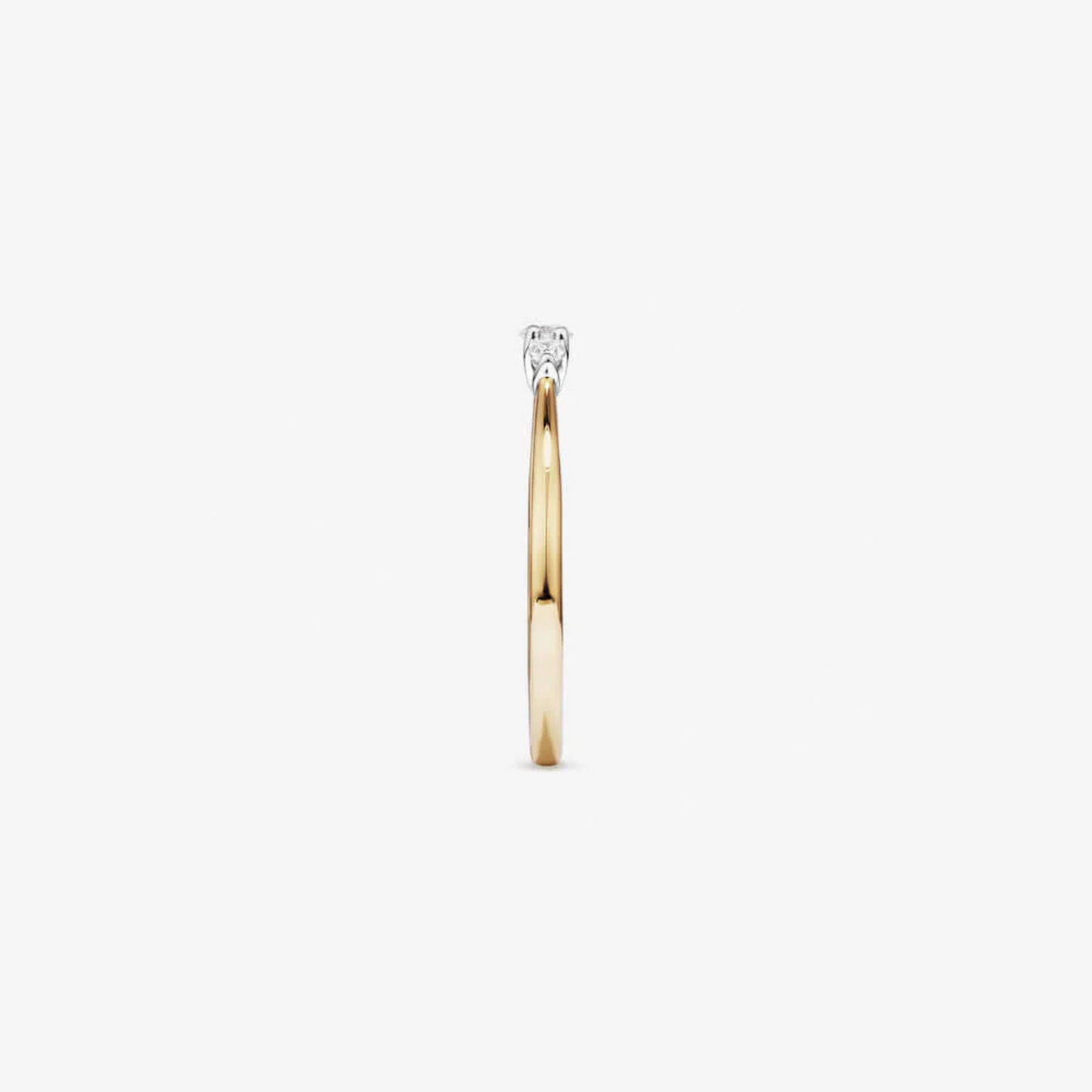 0.15 Carat TW Three Stone Round Brilliant and Oval Cut Diamond Promise Ring in 14kt Yellow and White Gold