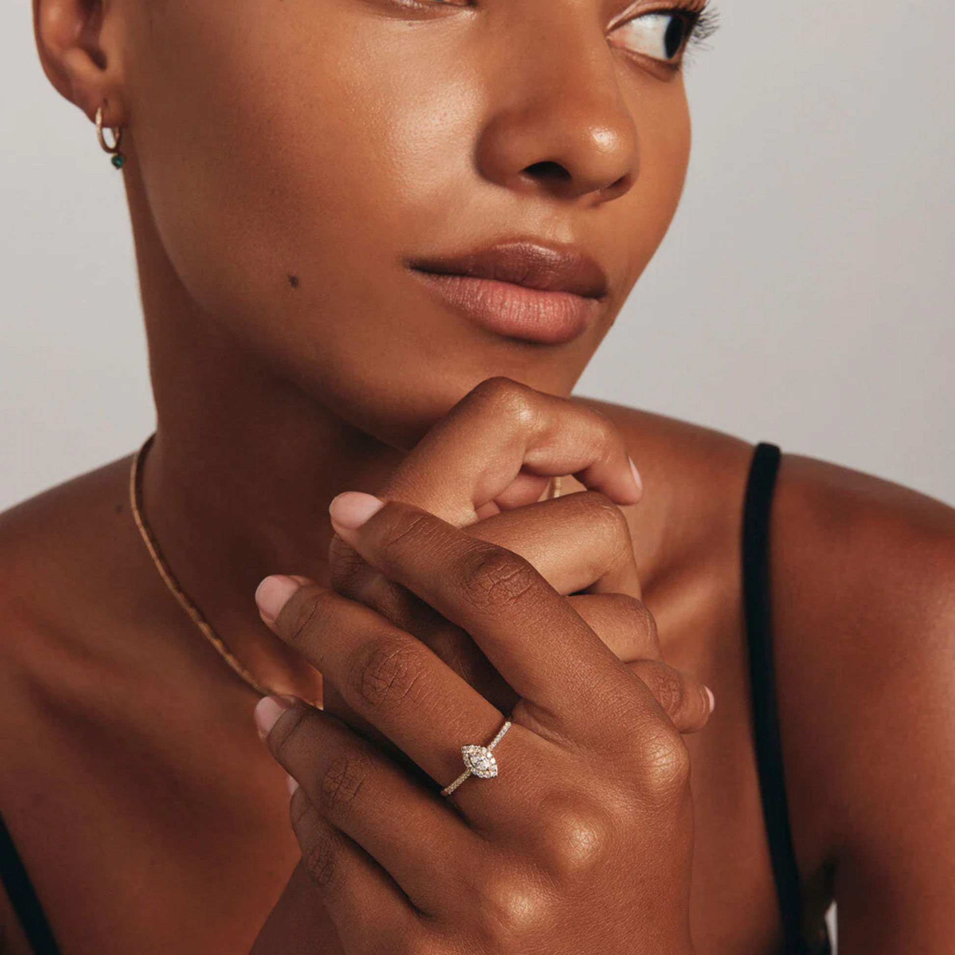 0.20 Carat TW Marquise Cut Diamond Halo Promise Ring in 14kt Yellow Gold