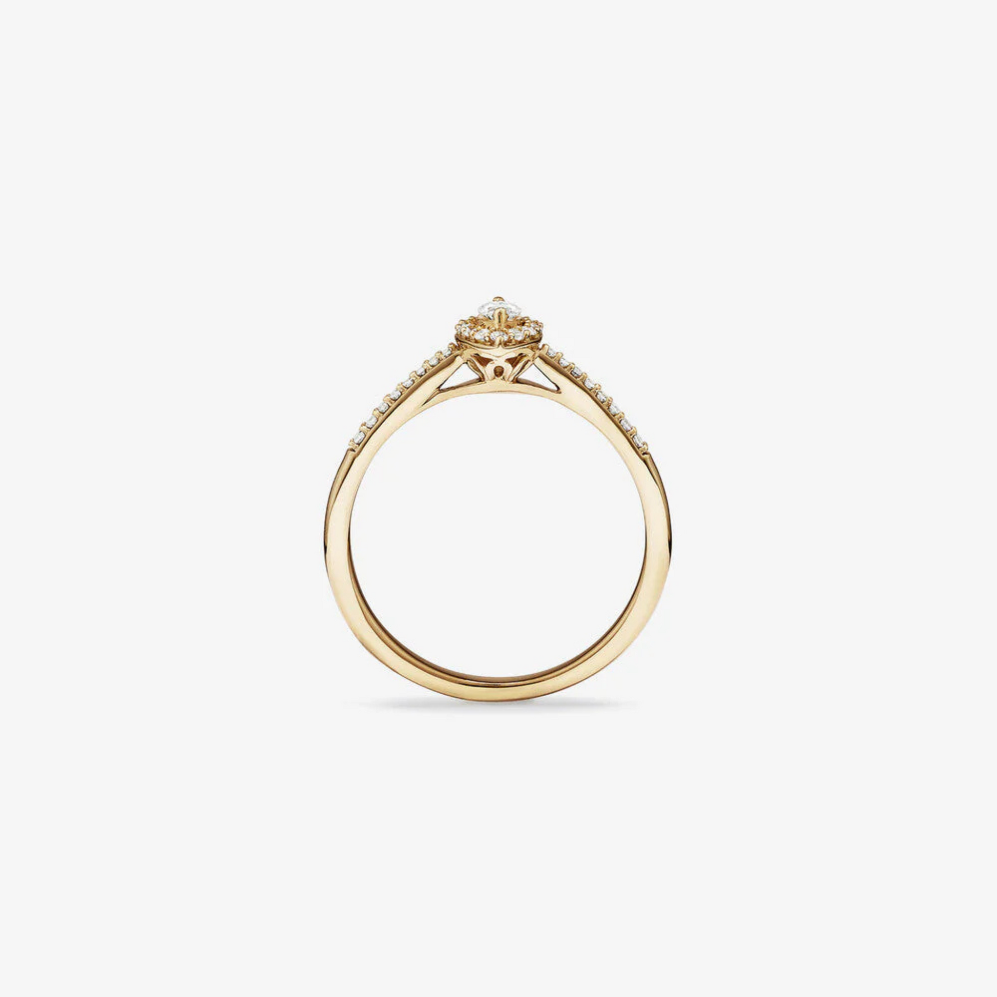 0.20 Carat TW Marquise Cut Diamond Halo Promise Ring in 14kt Yellow Gold