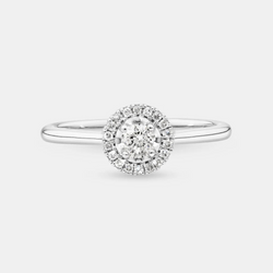 0.23 Carat TW Round Brilliant Diamond Halo Engagement Ring in 14kt White Gold