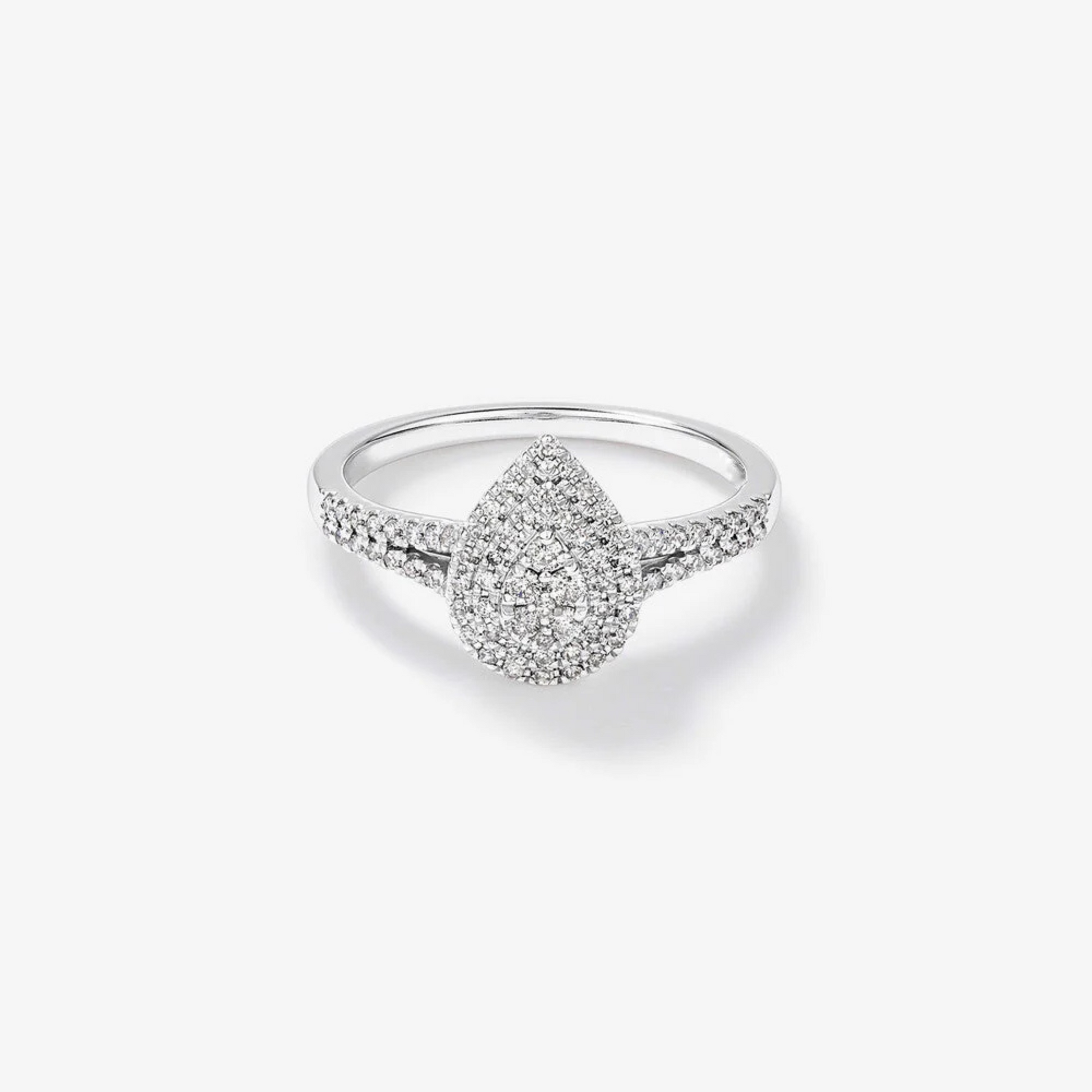 0.30 Carat TW Pear Cluster Halo Diamond Ring in 14kt White Gold