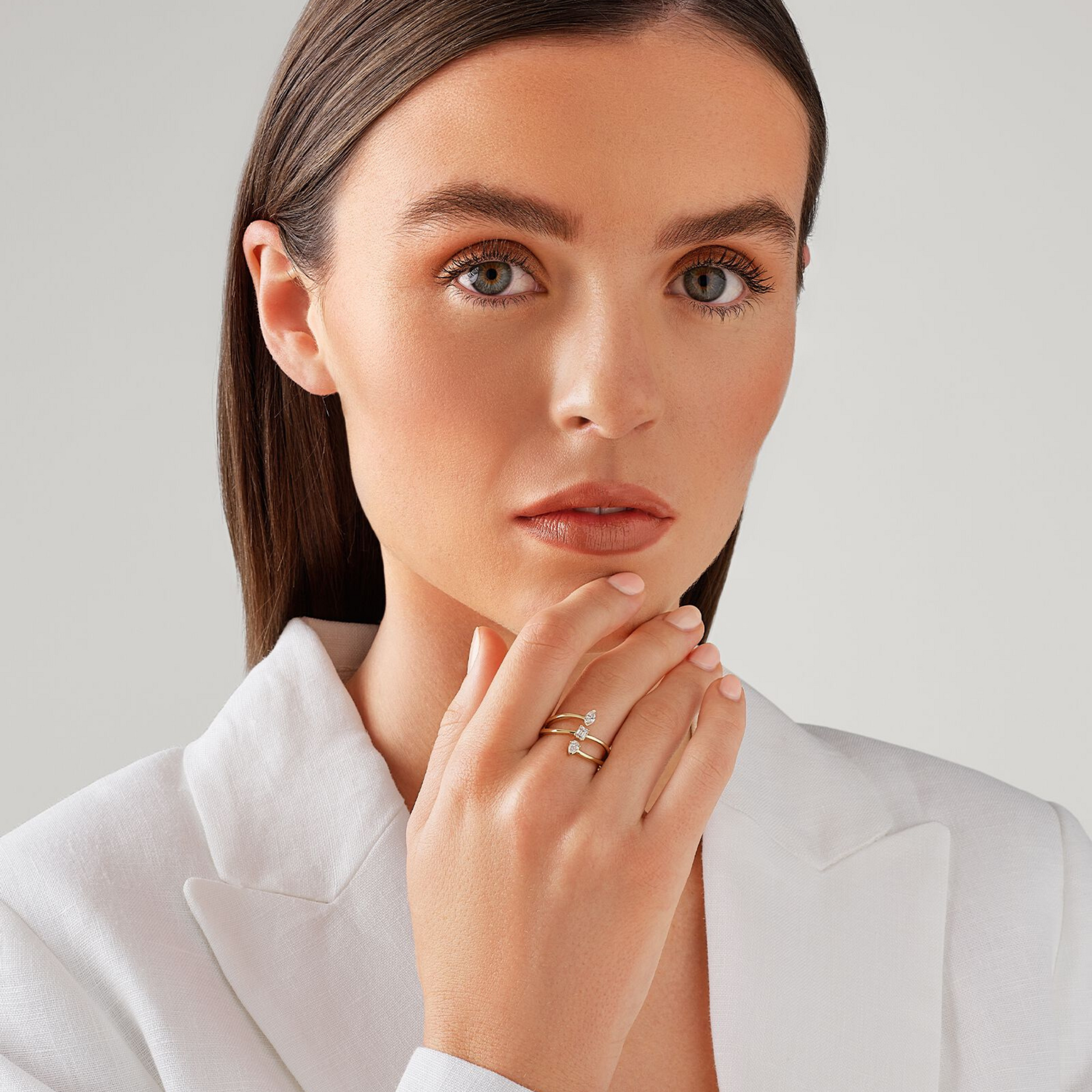 0.36 Carat TW Fancy Cut 3 Stone Stacked Ring