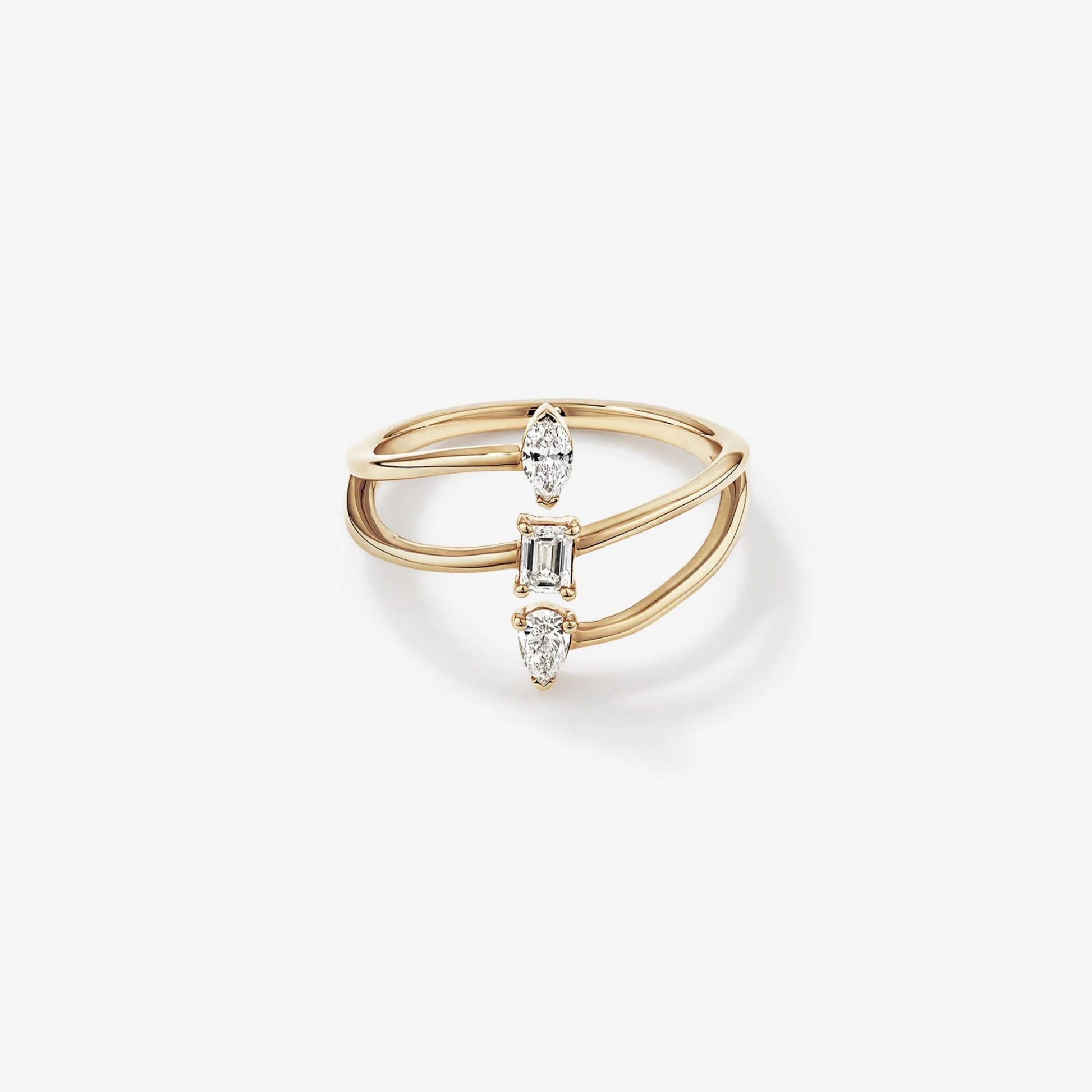 0.36 Carat TW Fancy Cut 3 Stone Stacked Ring