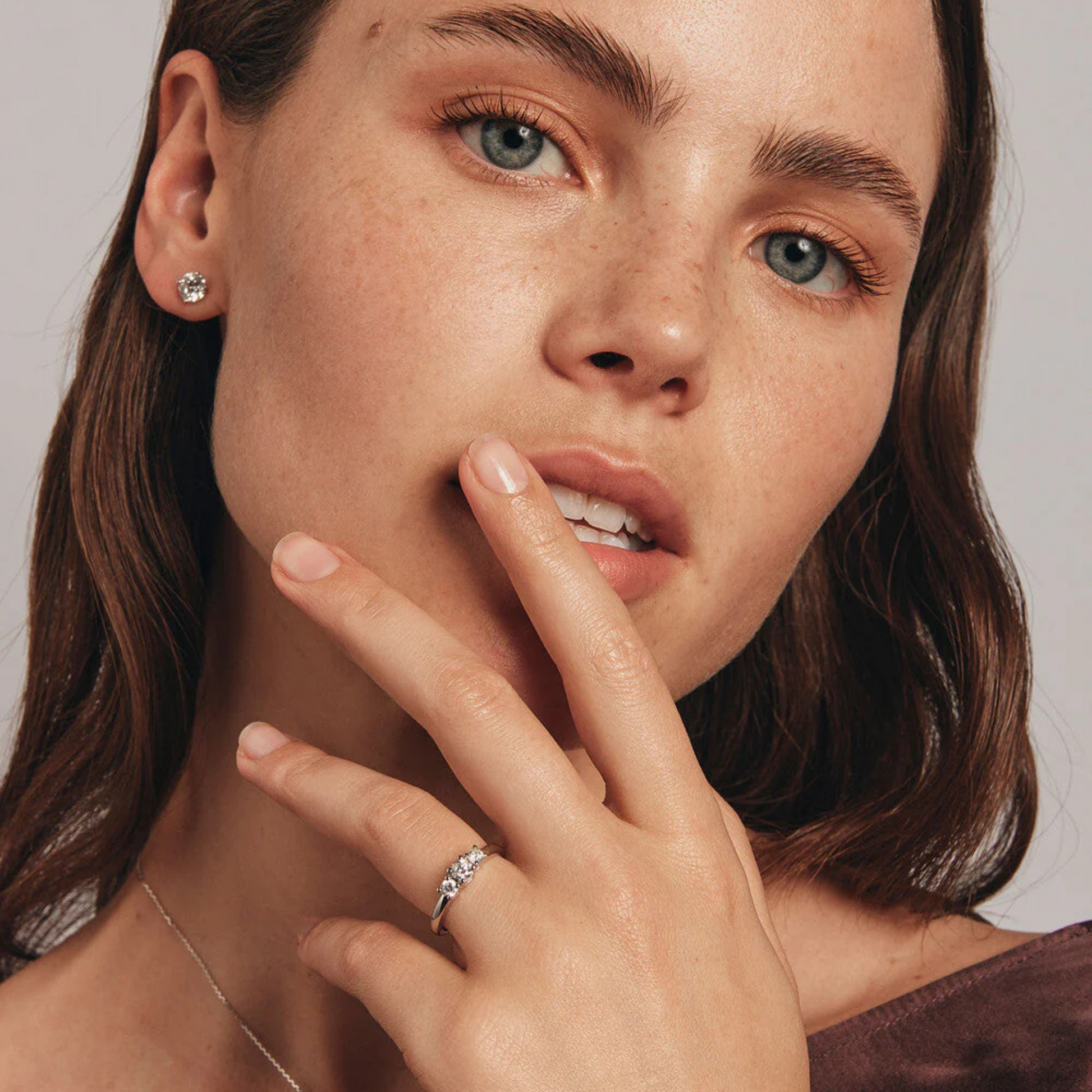 0.50 Carat TW Three Stone Round Brilliant Diamond Engagement Ring in 14kt White Gold