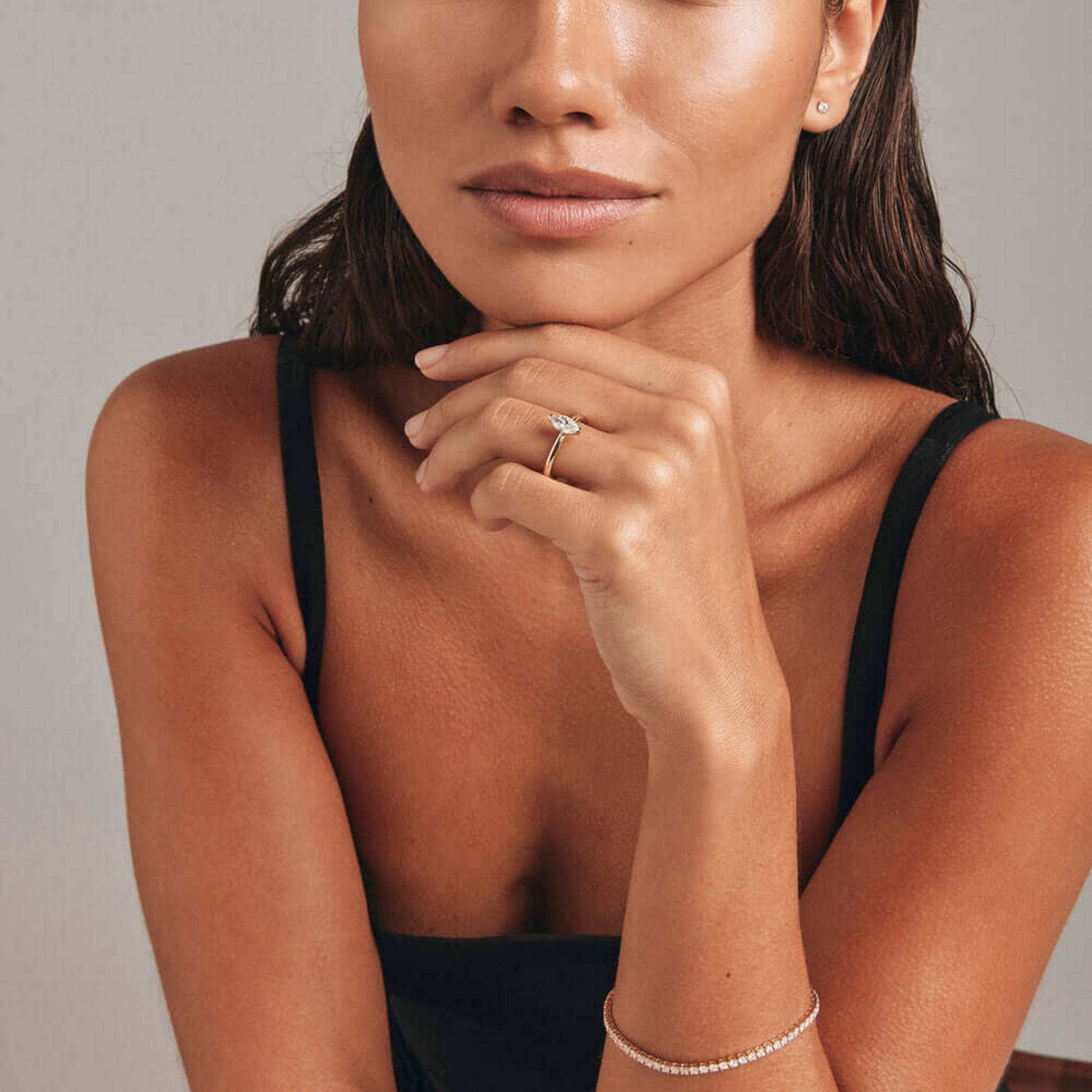 0.70 Carat TW Certified Marquise Cut Diamond Solitaire Engagement Ring in 14kt Yellow and White Gold