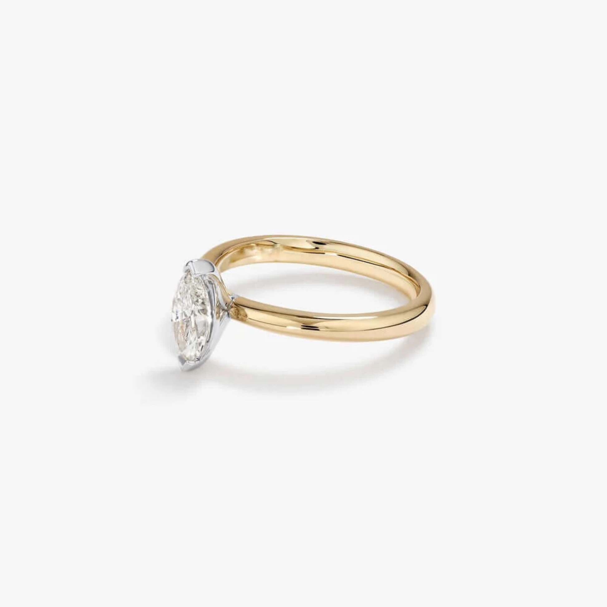 0.70 Carat TW Certified Marquise Cut Diamond Solitaire Engagement Ring in 14kt Yellow and White Gold