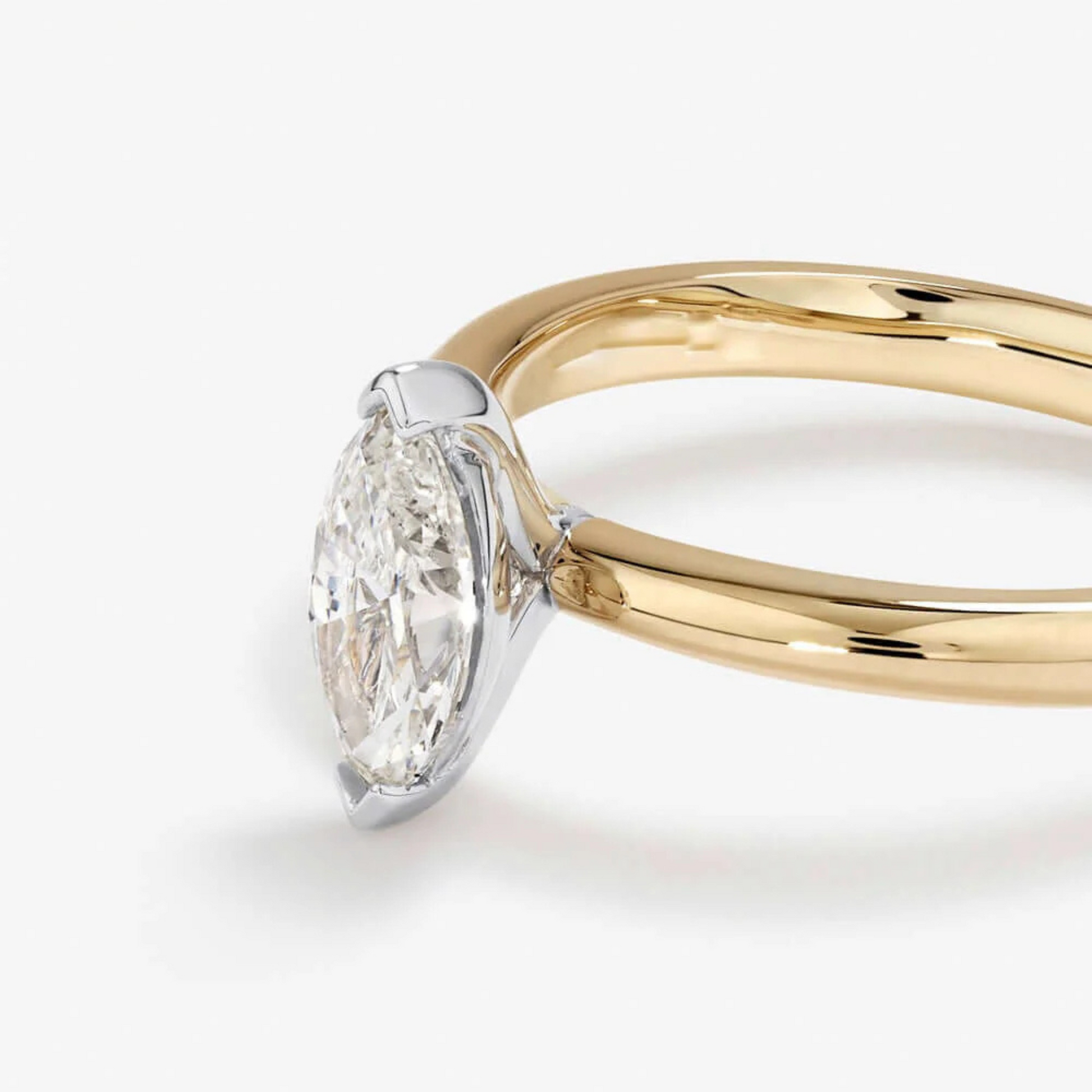 0.70 Carat TW Certified Marquise Cut Diamond Solitaire Engagement Ring in 14kt Yellow and White Gold