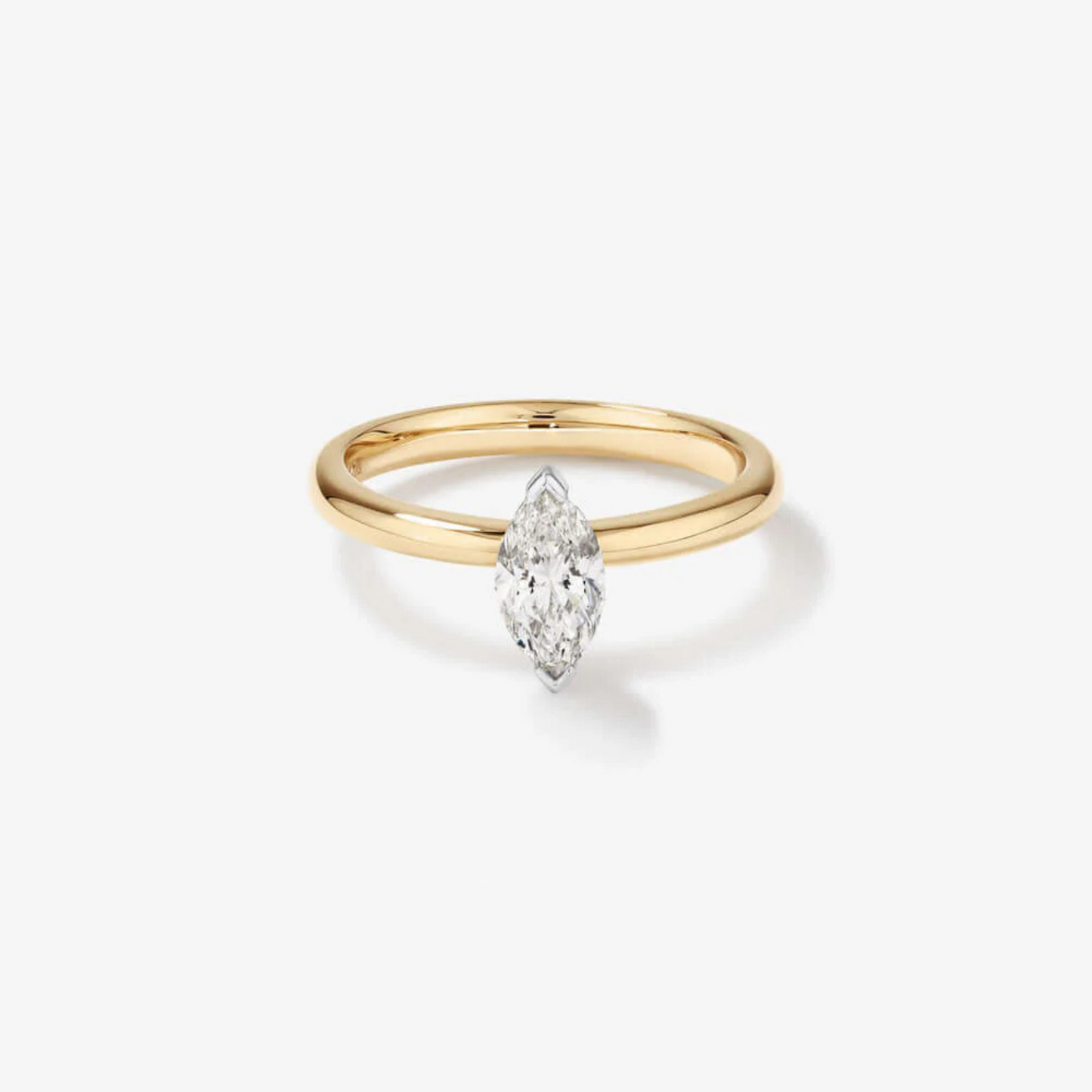 0.70 Carat TW Certified Marquise Cut Diamond Solitaire Engagement Ring in 14kt Yellow and White Gold