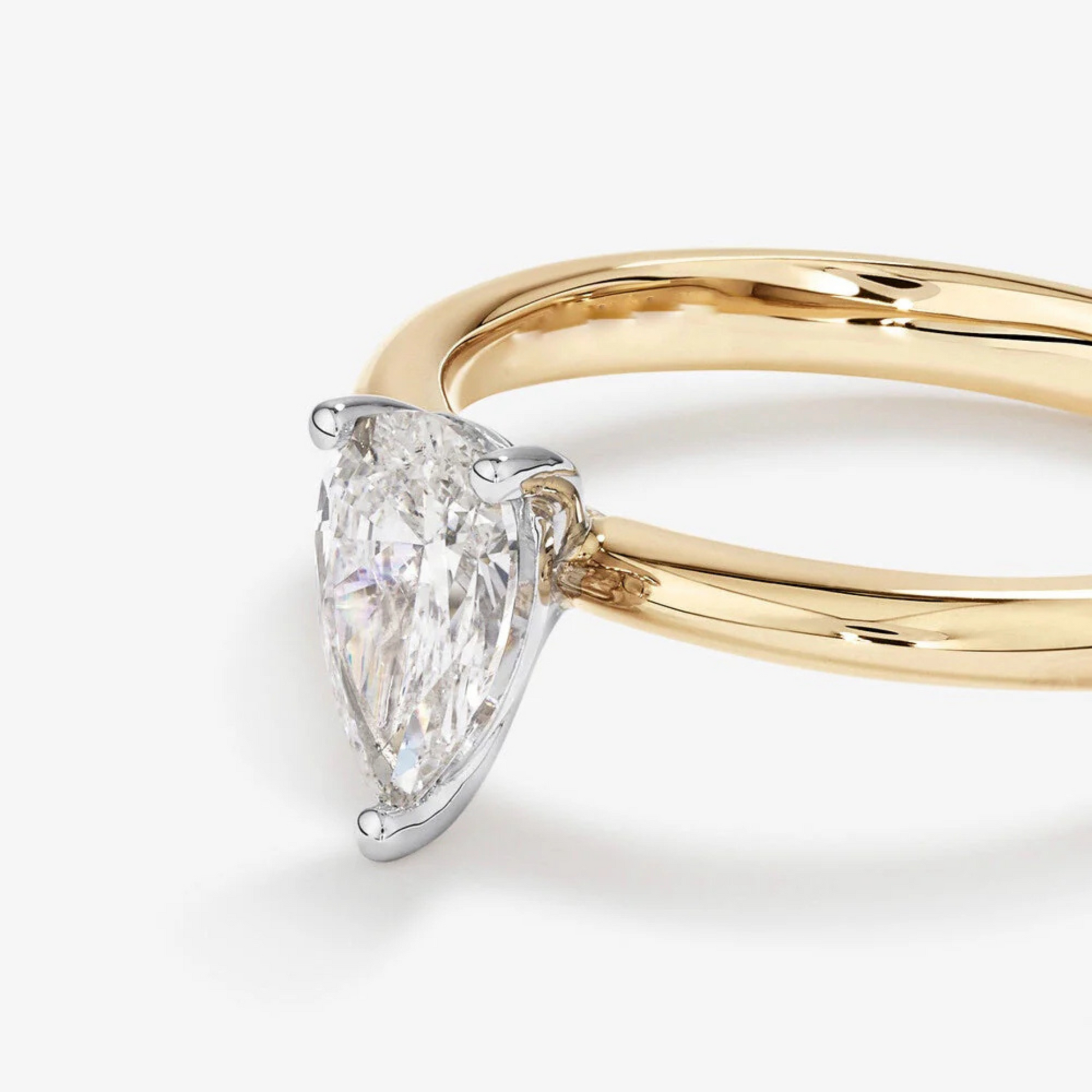 0.70 Carat TW Pear Cut Diamond Solitaire Engagement Ring in 14kt Yellow and White Gold