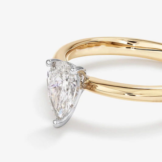 0.70 Carat TW Pear Cut Diamond Solitaire Engagement Ring in 14kt Yellow and White Gold