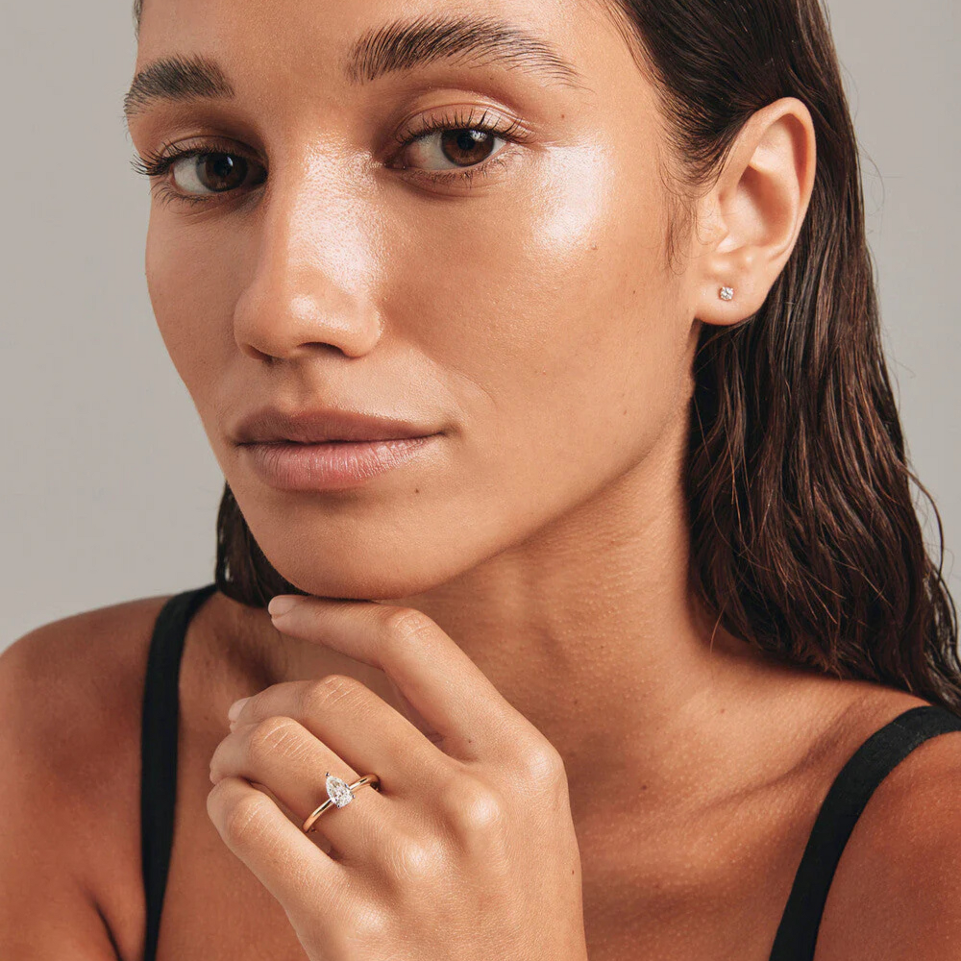 0.70 Carat TW Pear Cut Diamond Solitaire Engagement Ring in 14kt Yellow and White Gold