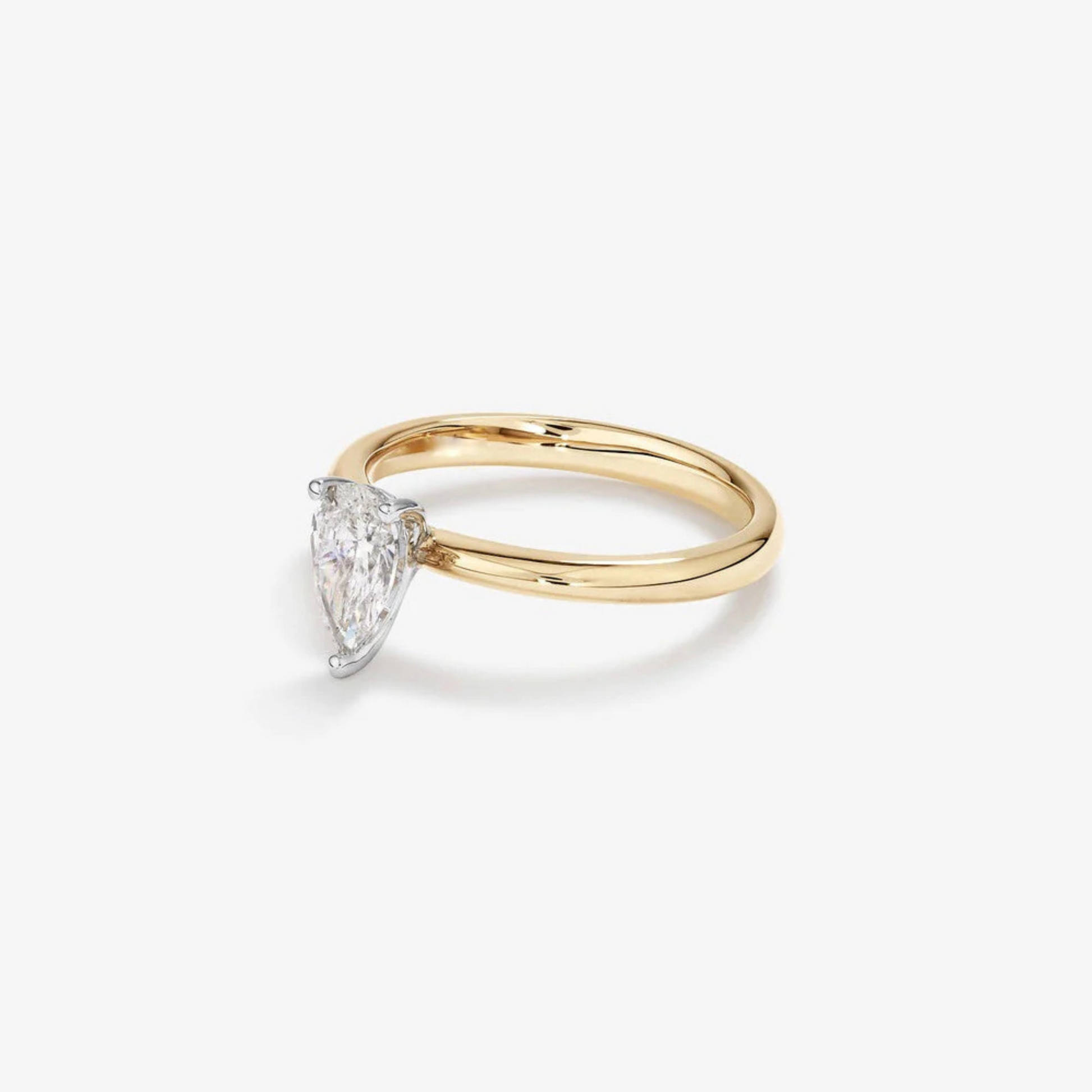 0.70 Carat TW Pear Cut Diamond Solitaire Engagement Ring in 14kt Yellow and White Gold