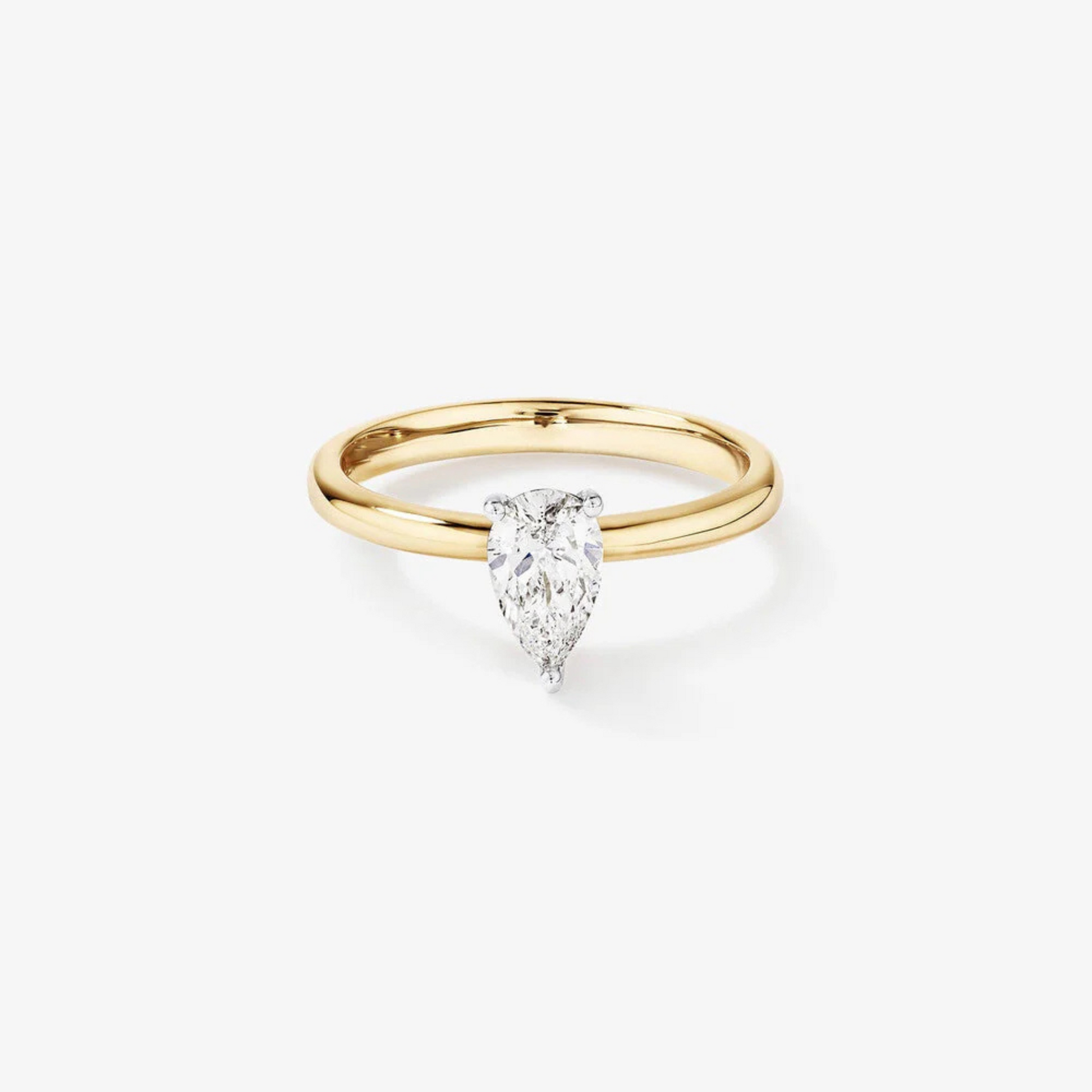 0.70 Carat TW Pear Cut Diamond Solitaire Engagement Ring in 14kt Yellow and White Gold