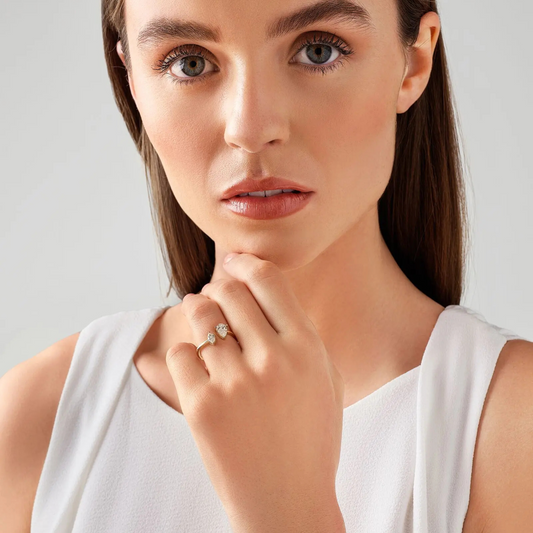 0.90 Carat TW Two Stone Pear and Marquise Shaped Laboratory-Grown Diamond Engagement Ring