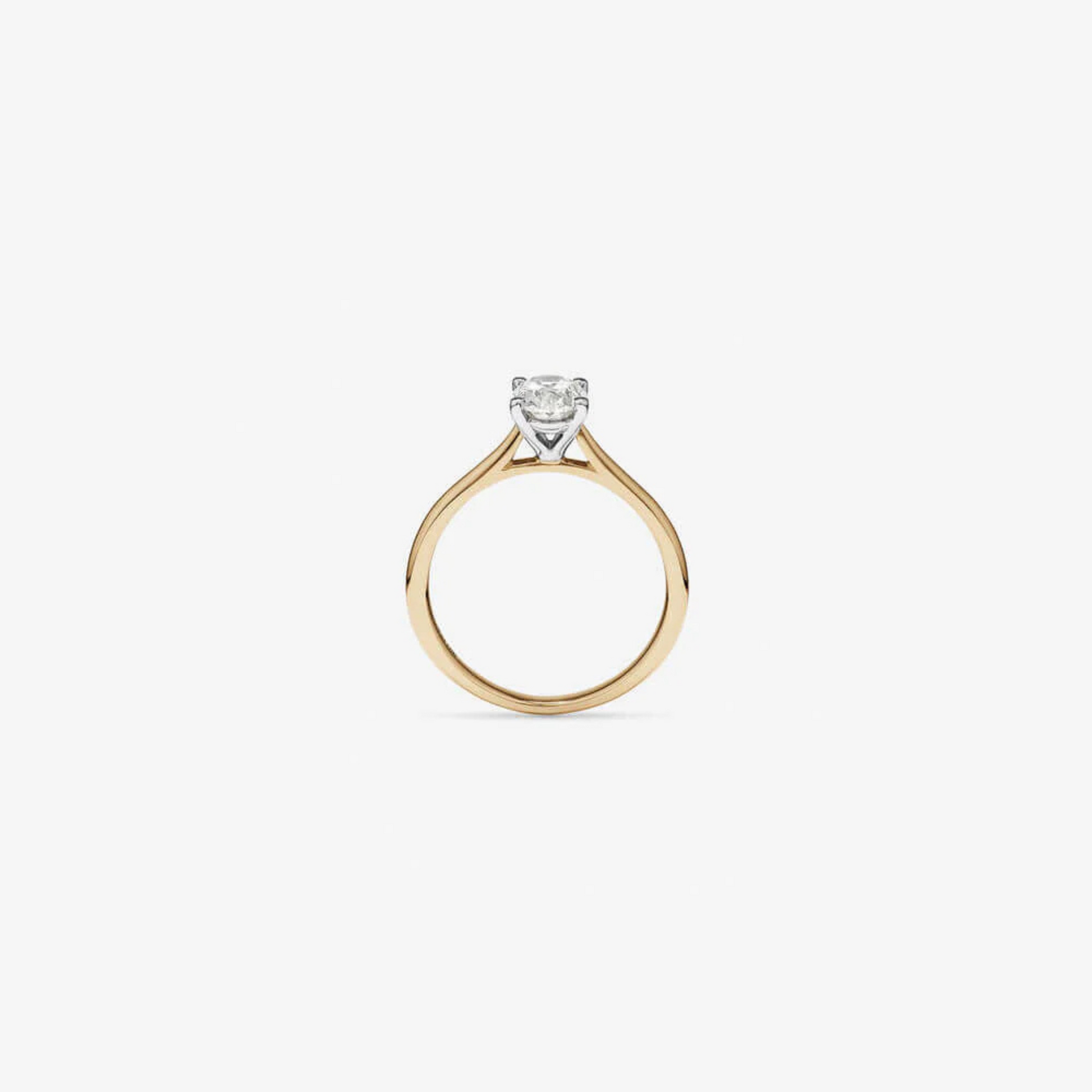 1.00 Carat TW Oval Solitaire Engagement Ring in 14kt Yellow and White Gold