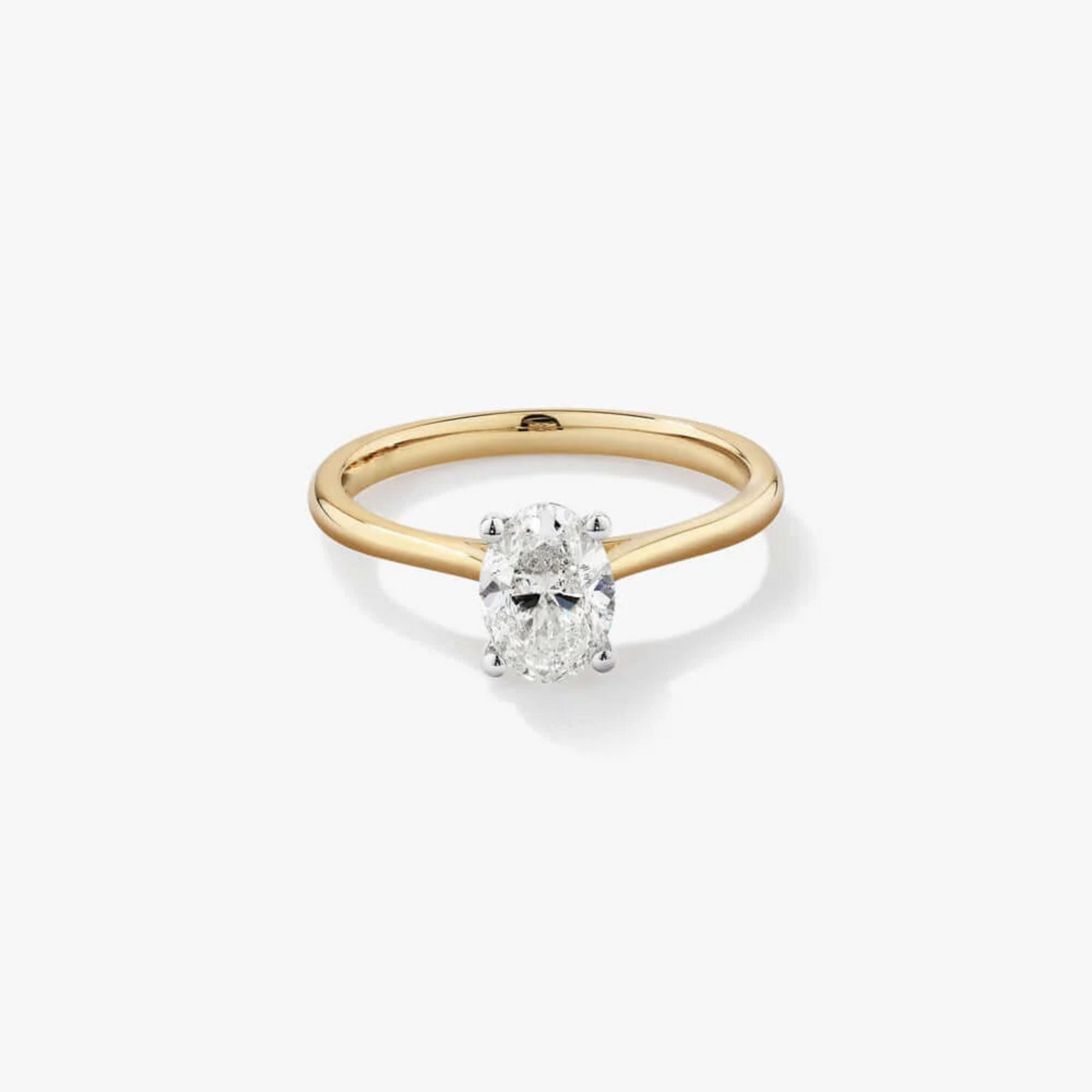 1.00 Carat TW Oval Solitaire Engagement Ring in 14kt Yellow and White Gold