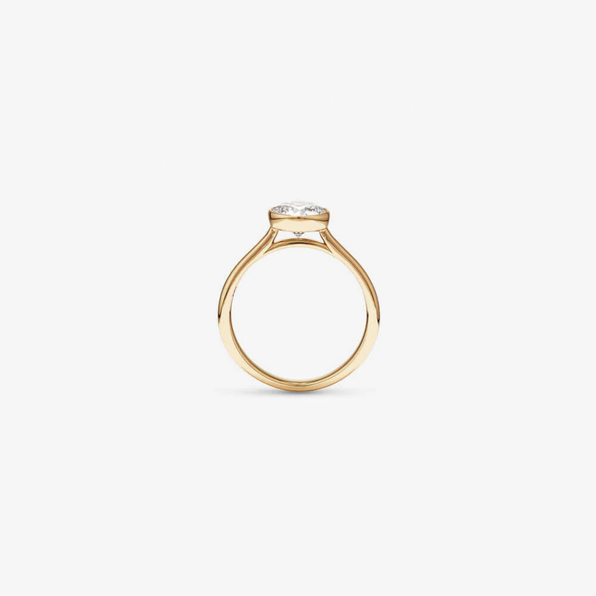 1.25 Carat TW Round Brilliant Laboratory-Grown Diamond Solitaire Bezel Set Engagement Ring in 14kt Yellow Gold