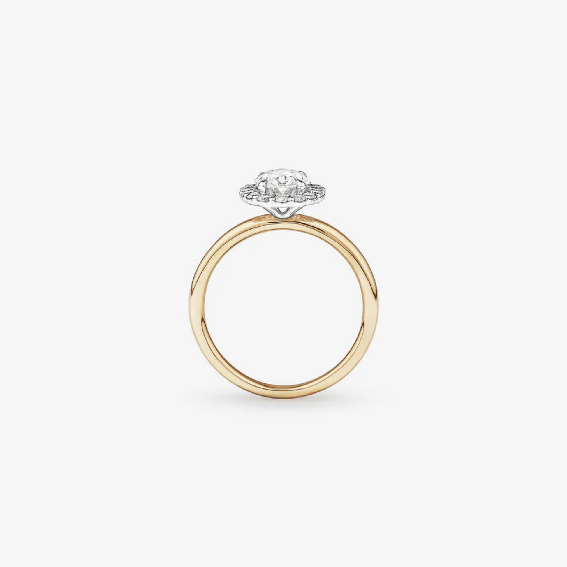1.46 Carat TW Oval Cut Laboratory-Grown Diamond Halo Engagement Ring in 14kt Yellow and White Gold