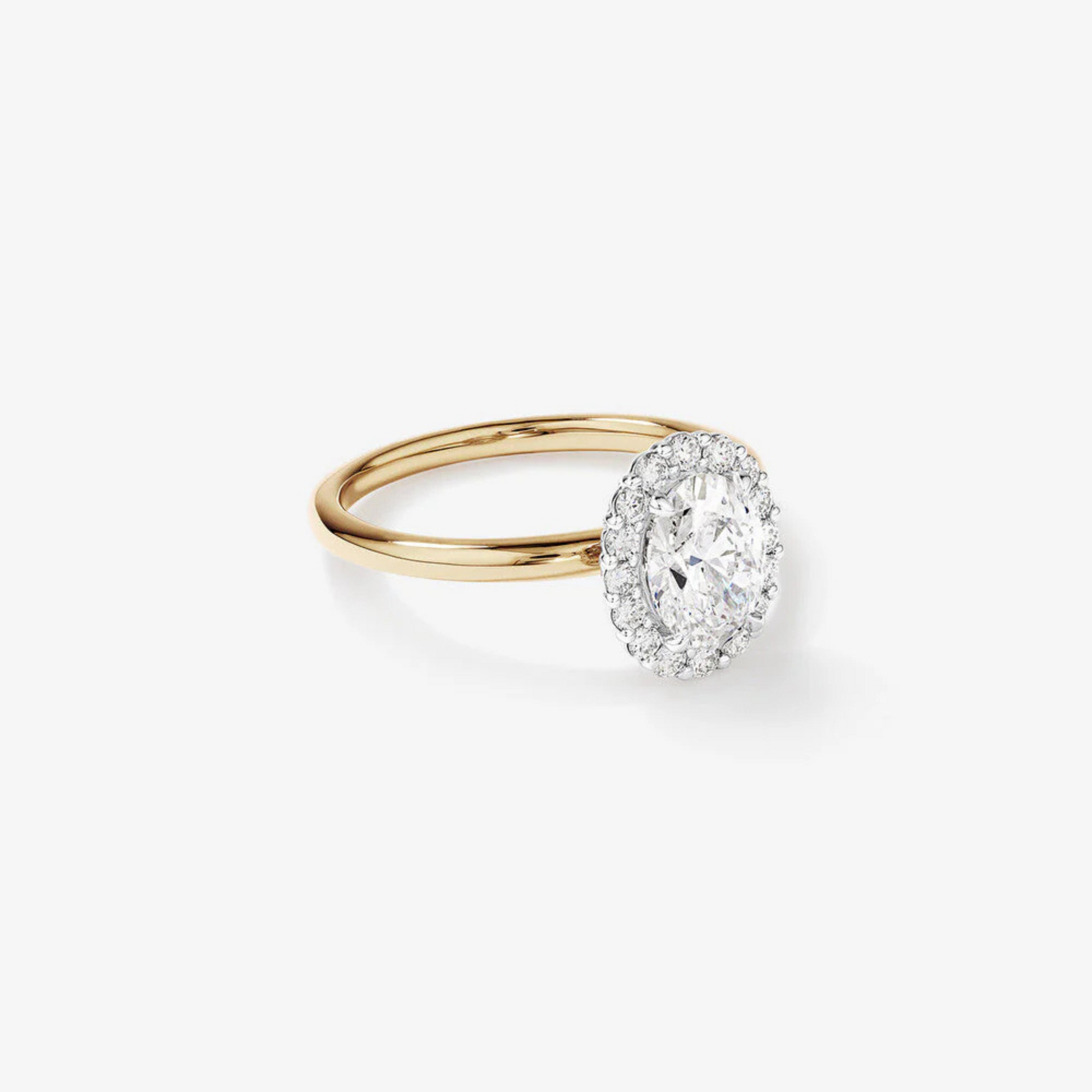1.46 Carat TW Oval Cut Laboratory-Grown Diamond Halo Engagement Ring in 14kt Yellow and White Gold