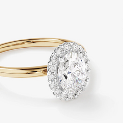 1.46 Carat TW Oval Cut Laboratory-Grown Diamond Halo Engagement Ring in 14kt Yellow and White Gold