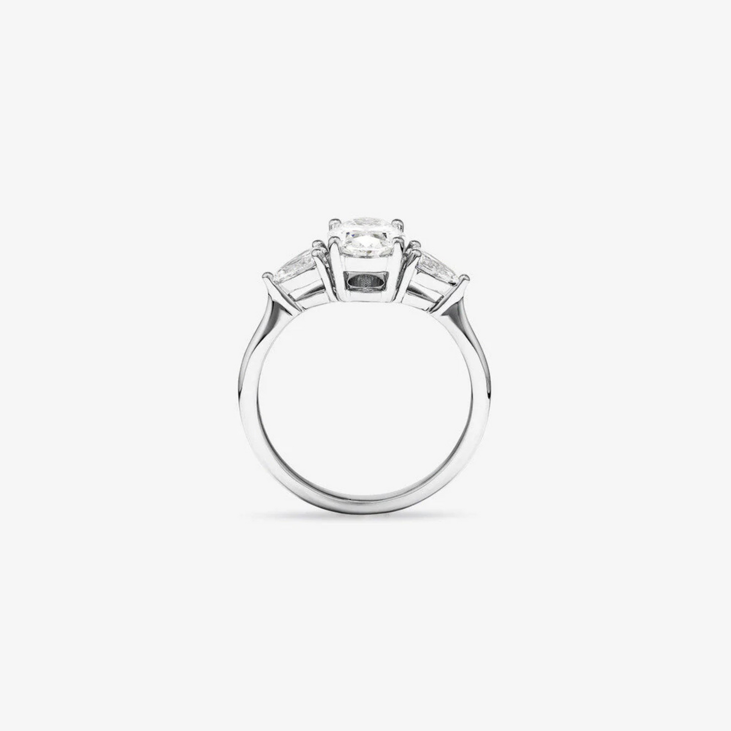 1.65 Carat TW Three Stone Oval and Pear Shaped Laboratory-Grown Diamond Engagement Ring in 14kt White Gold