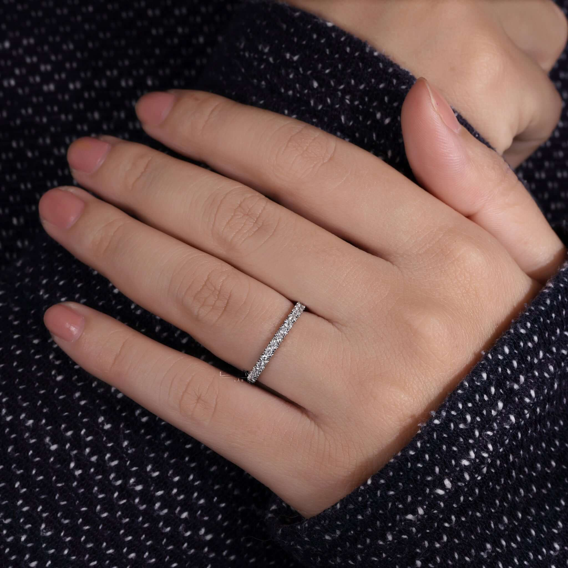 1.70 MM Round Lab Grown Diamond Band, Half Eternity Wedding Band