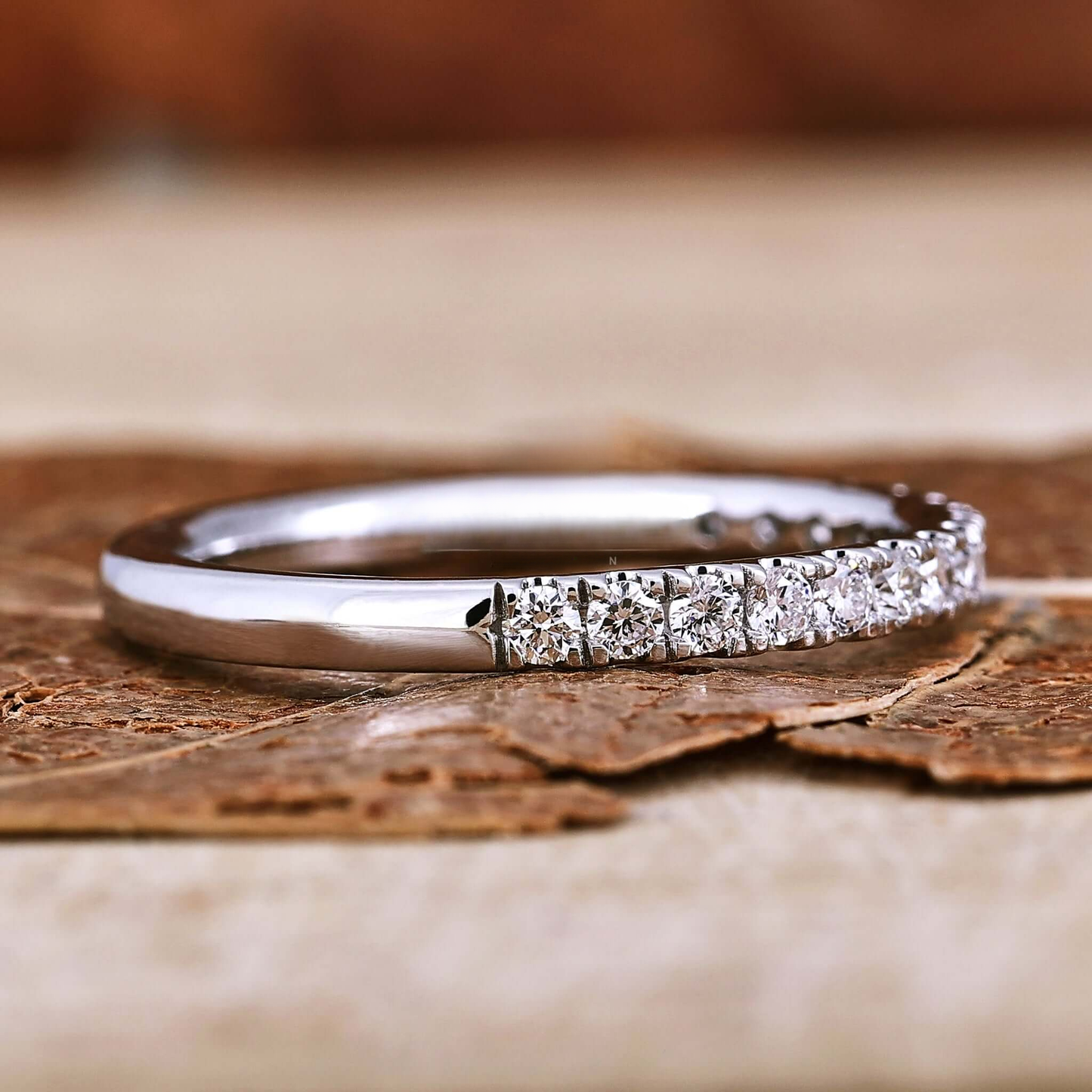 1.70 MM Round Lab Grown Diamond Band, Half Eternity Wedding Band