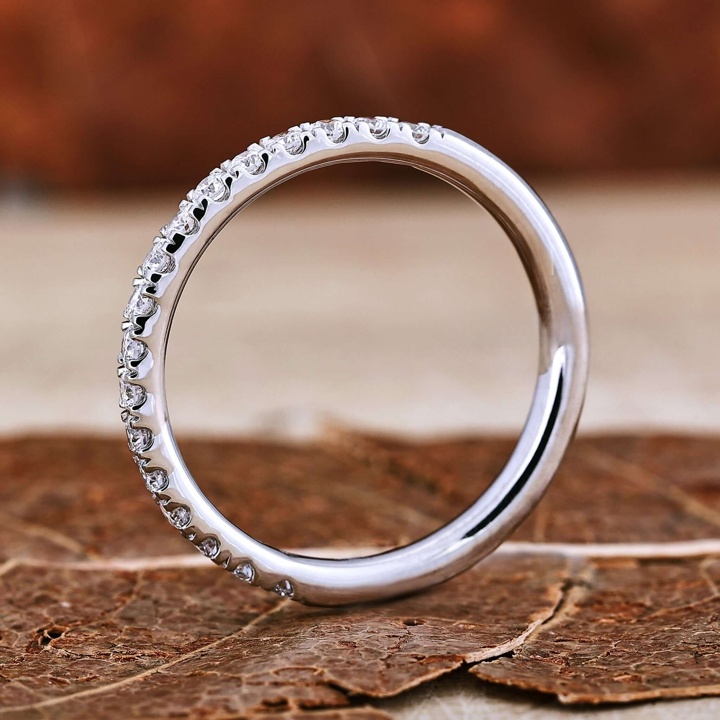 1.70 MM Round Lab Grown Diamond Band, Half Eternity Wedding Band