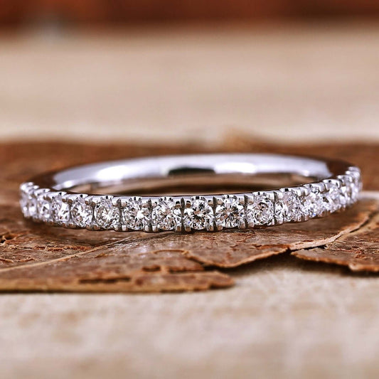1.70 MM Round Lab Grown Diamond Band, Half Eternity Wedding Band