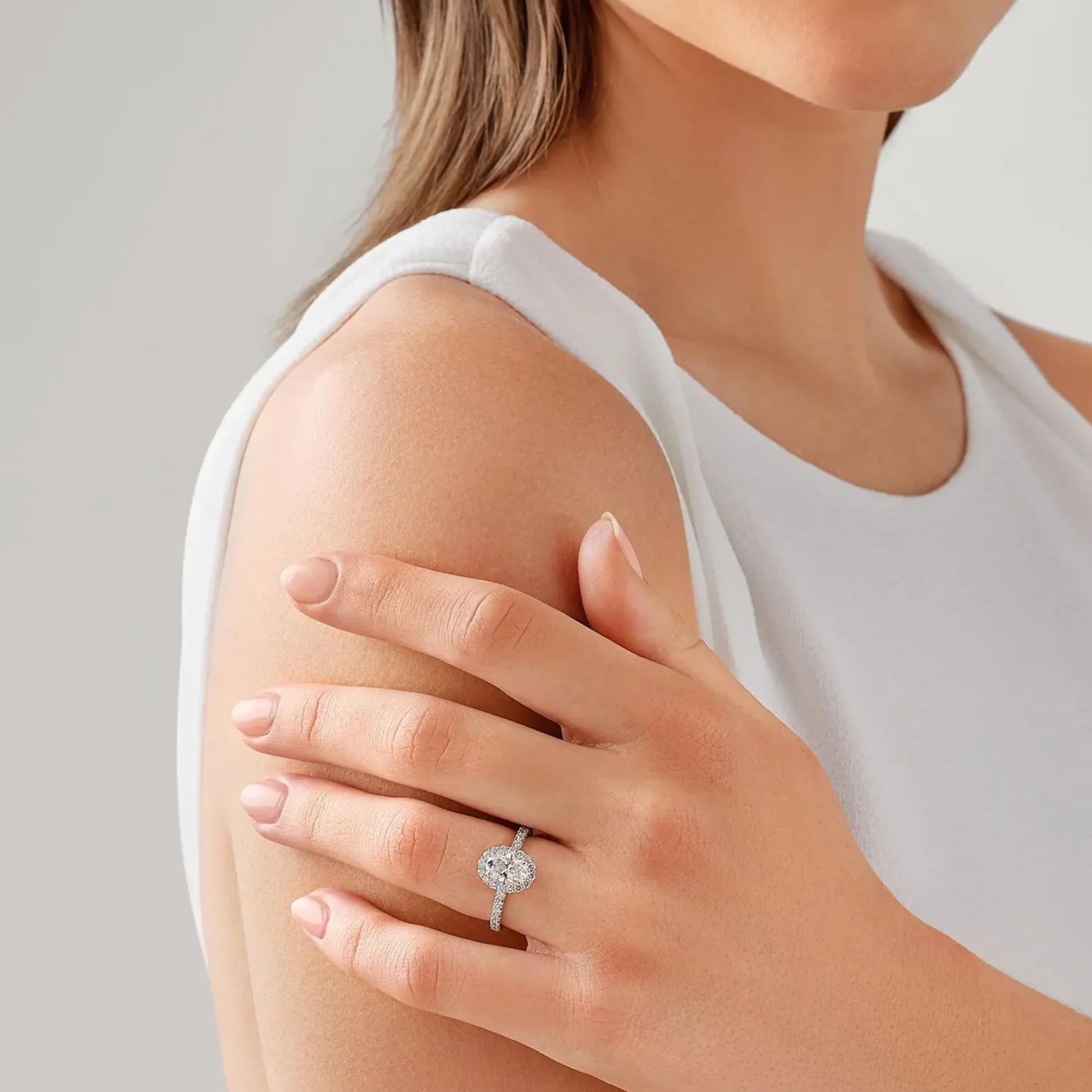 1.78 Carat TW Laboratory-Grown Diamond Oval Halo Ring