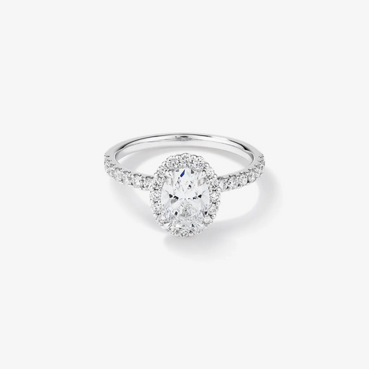 1.78 Carat TW Laboratory-Grown Diamond Oval Halo Ring