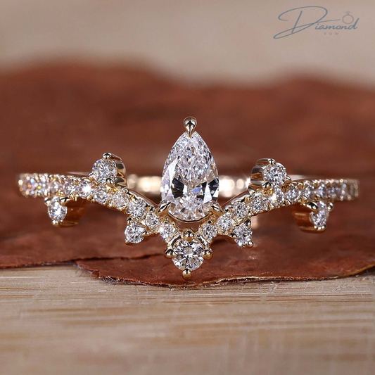 Pear Cut Lab Grown Diamond Chevron Style Promise Ring