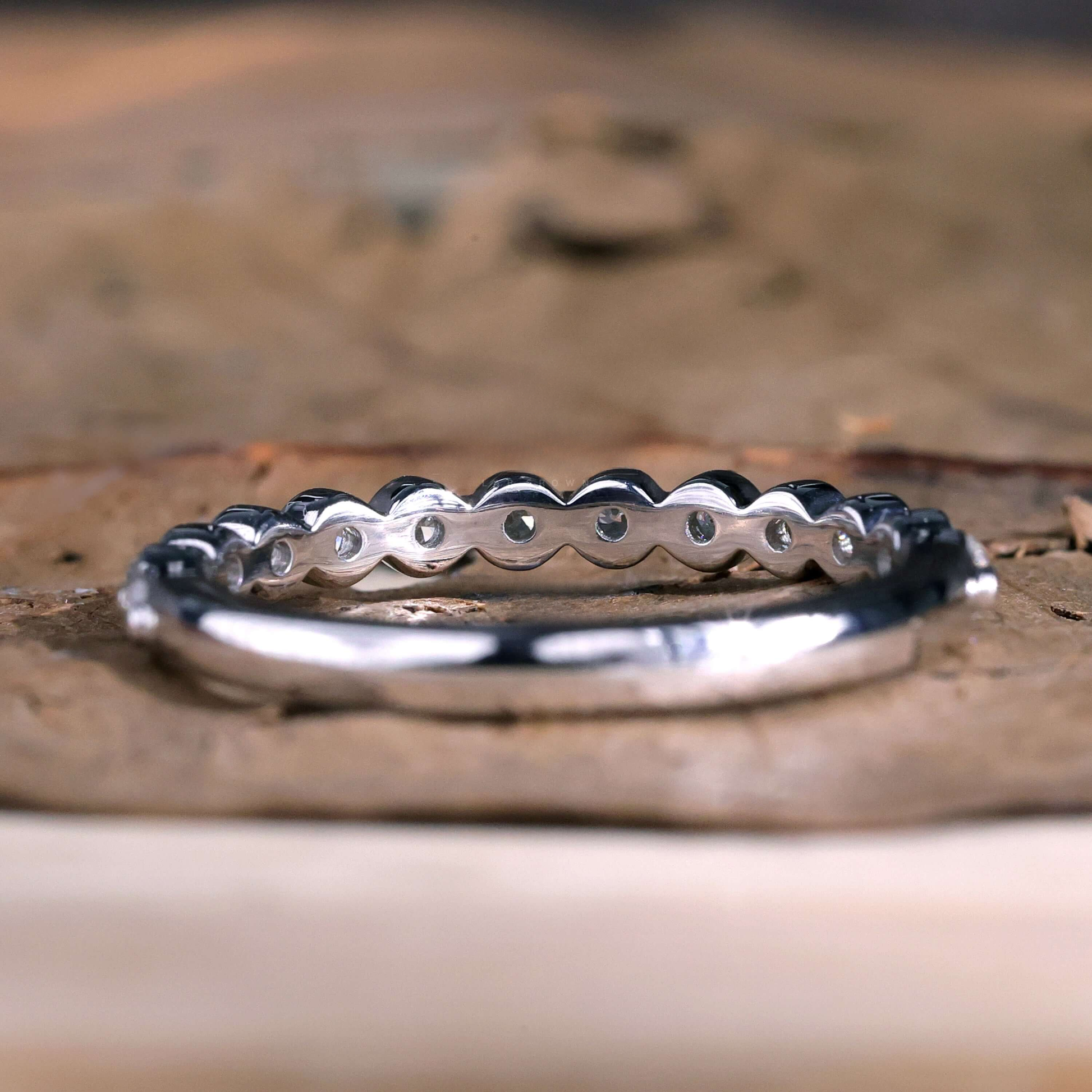 2.0 MM Lab Grown Round Diamond Bubble Band – Floating Half Eternity Stackable Wedding Ring