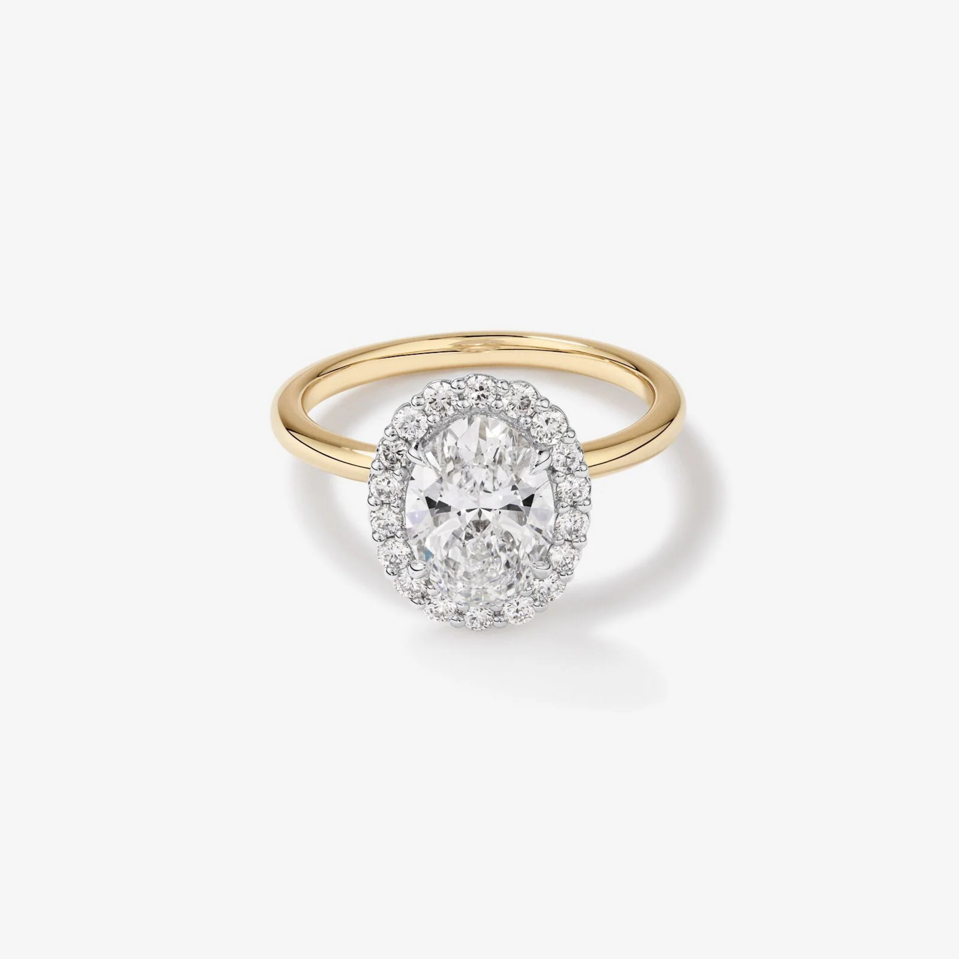 2.34 Carat TW Oval Cut Laboratory-Grown Diamond Halo Engagement Ring