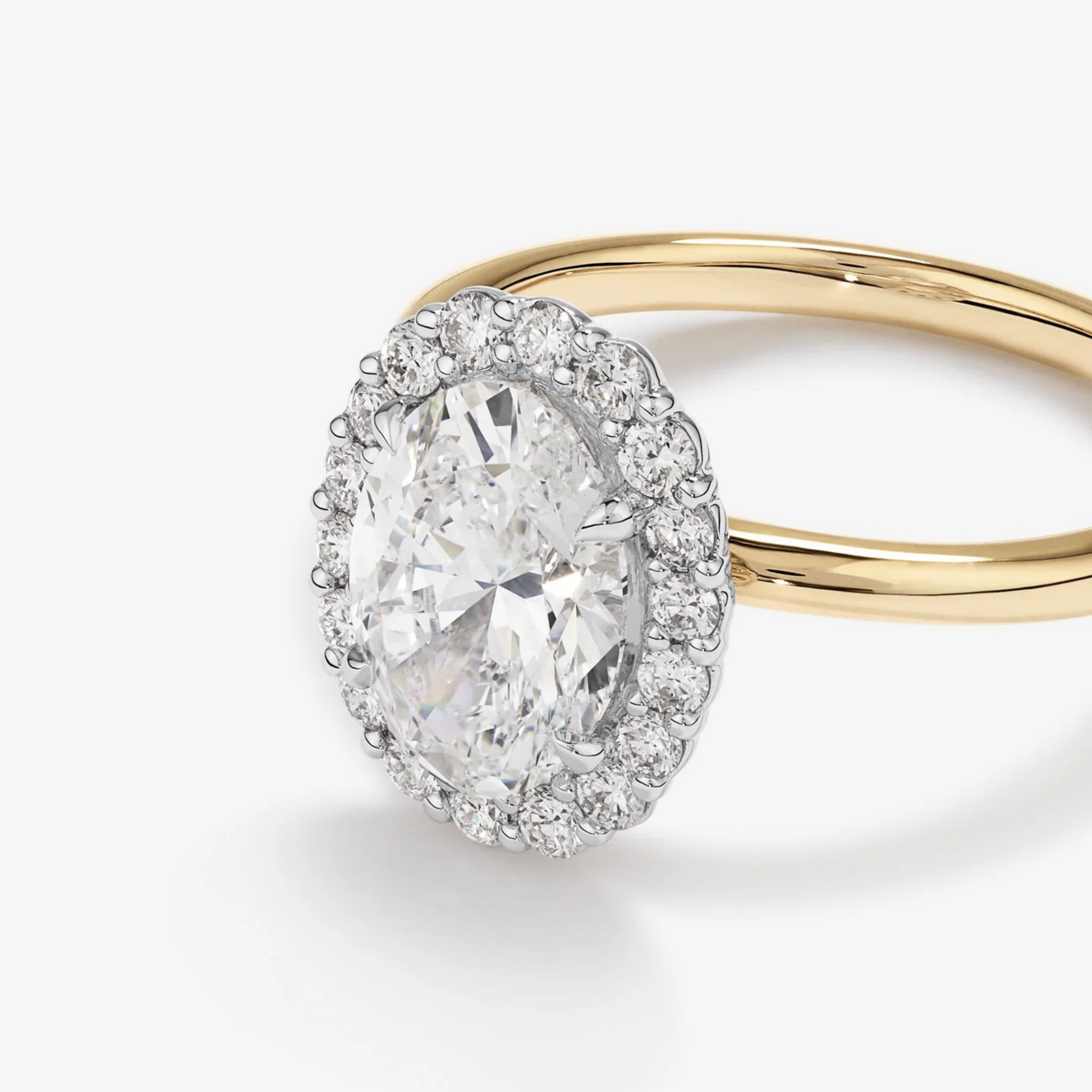 2.34 Carat TW Oval Cut Laboratory-Grown Diamond Halo Engagement Ring