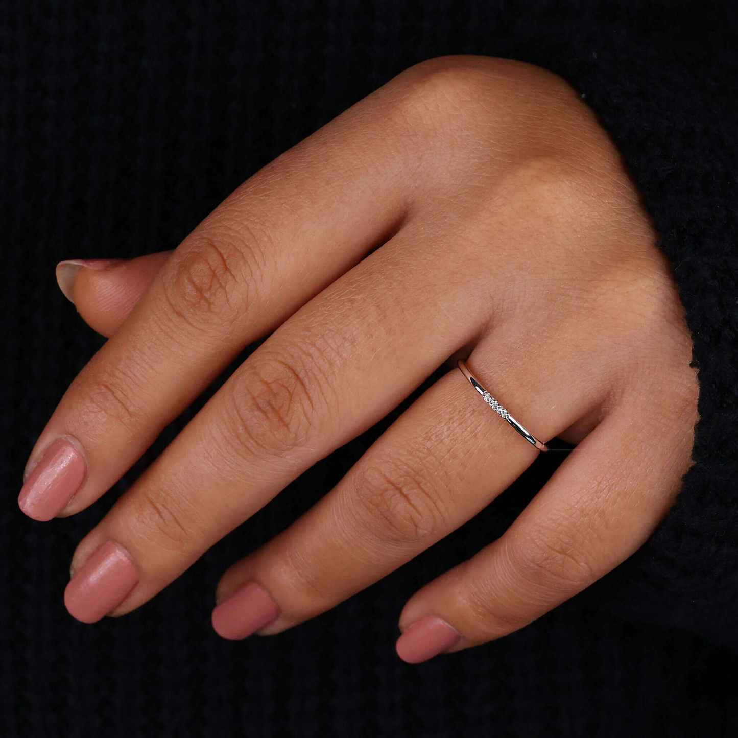 Round Lab Grown Diamond Dainty Wedding Band