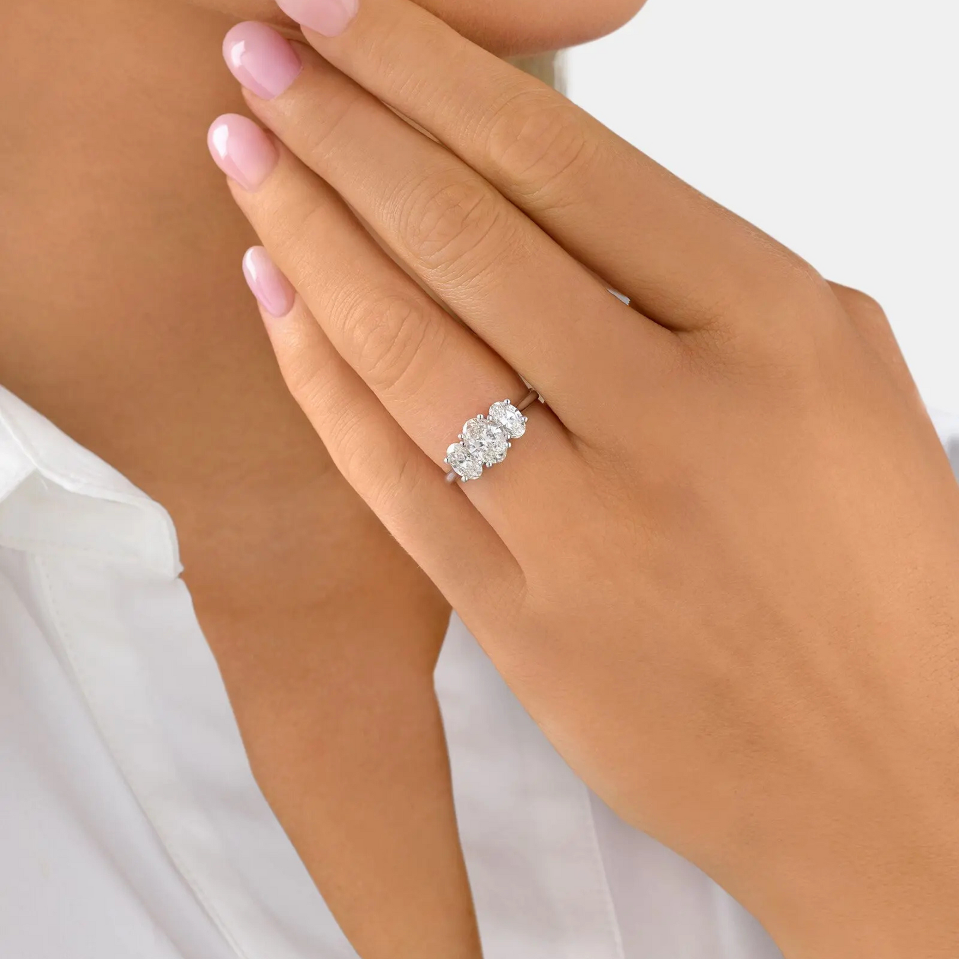 2 Carat Three Stone Oval Laboratory-Grown Diamond Ring