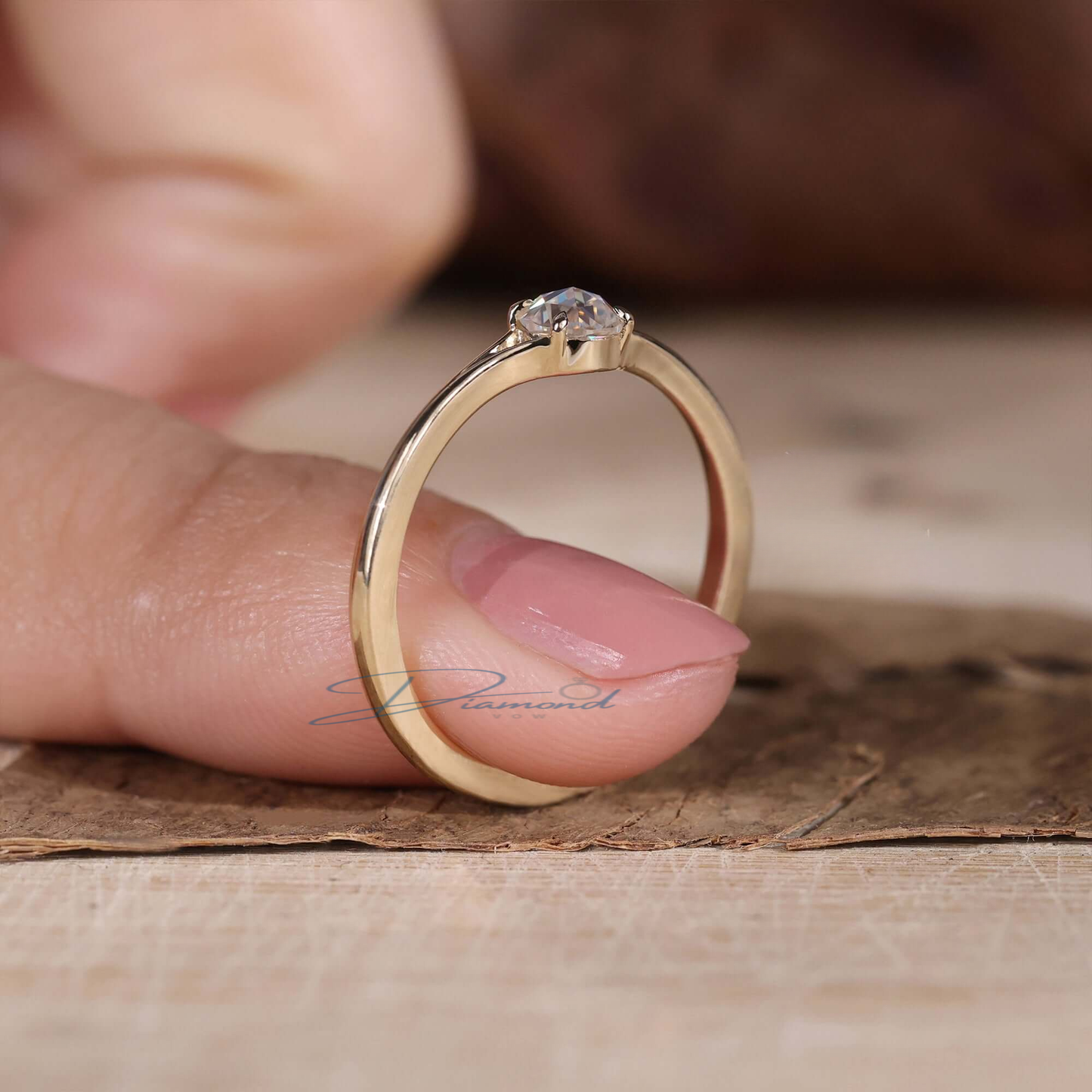 0.24 CT Round Rose Cut Lab Created Diamond Engagement Ring