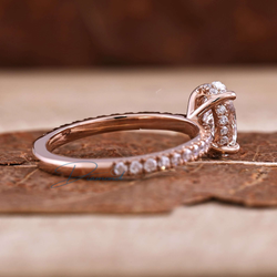 Oval Diamond Ring, Lab Grown Diamond Engagement Ring, Hidden Halo Ring