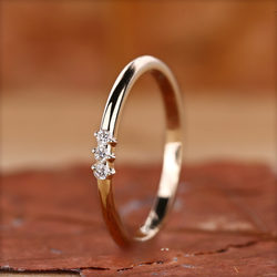 3 Stone Wedding Band - Round Diamond
