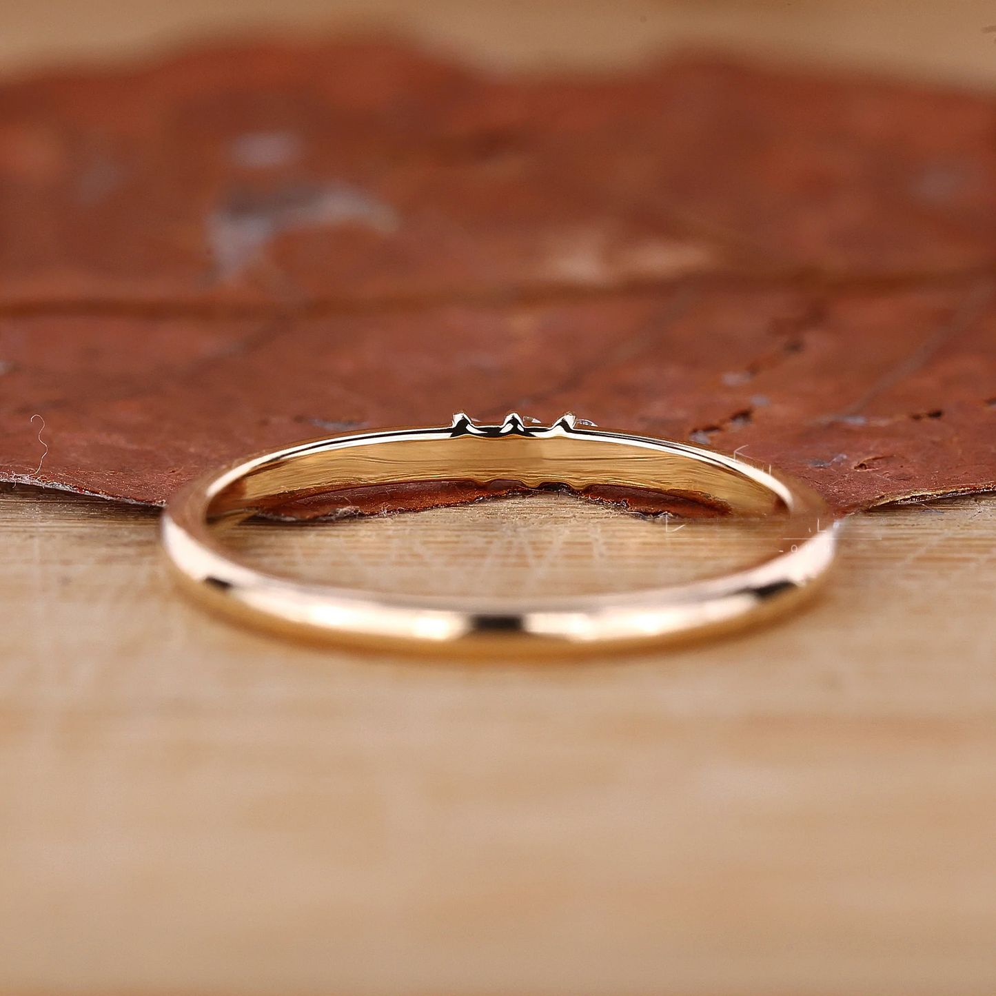 3 Stone Wedding Band - Round Diamond