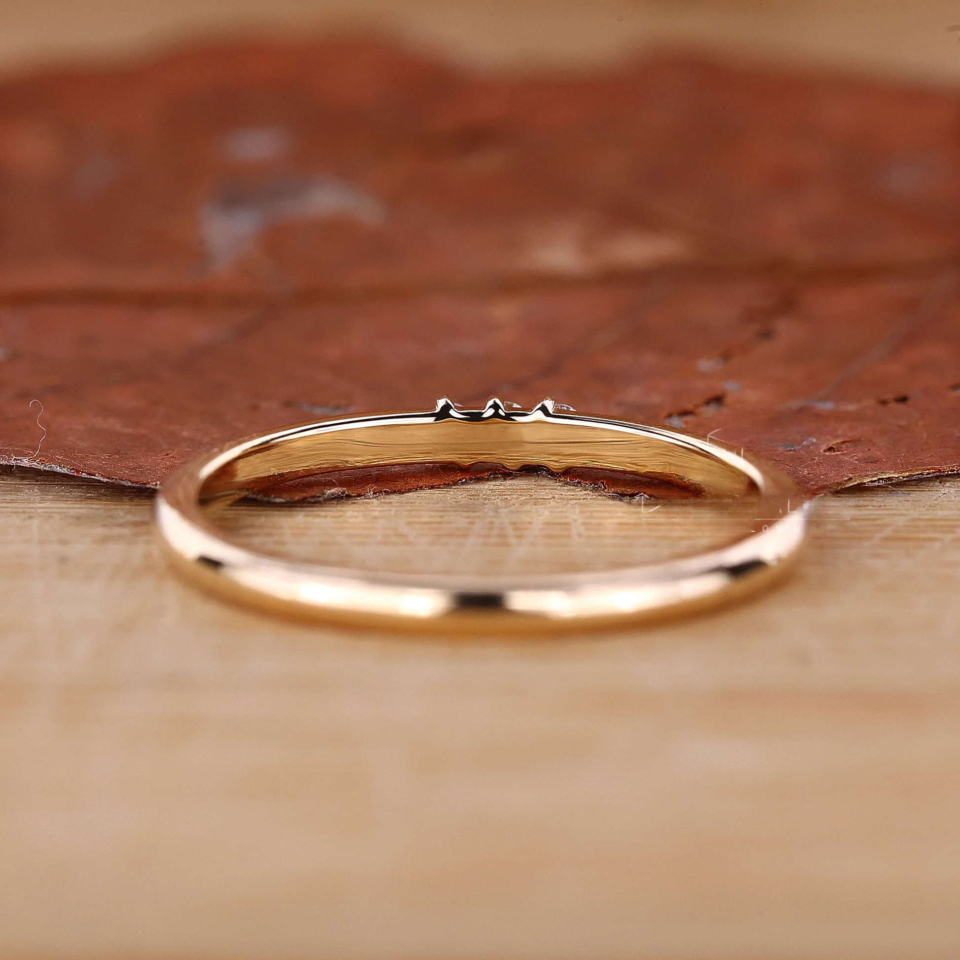 3 Stone Wedding Band - Round Diamond