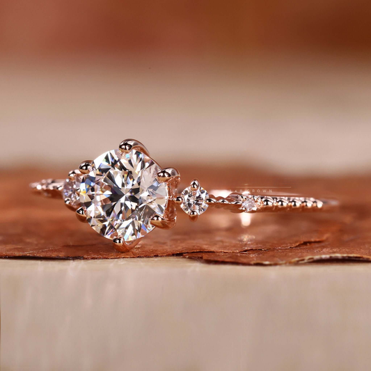 Vintage Style Round Lab Created Diamond Engagement Ring For Women