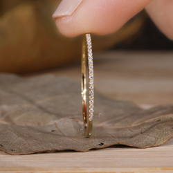 Minimalist Round Lab Grown Diamond Wedding Band, Half Eternity Band