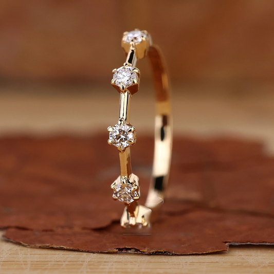 5 stone wedding band - Distance Pave