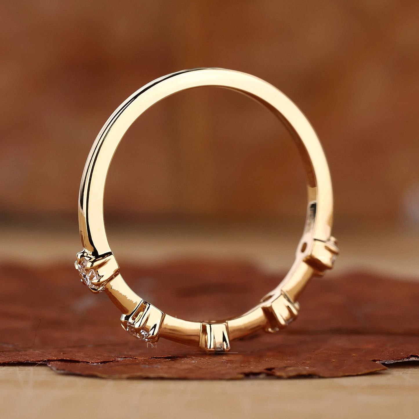 5 stone wedding band - Distance Pave